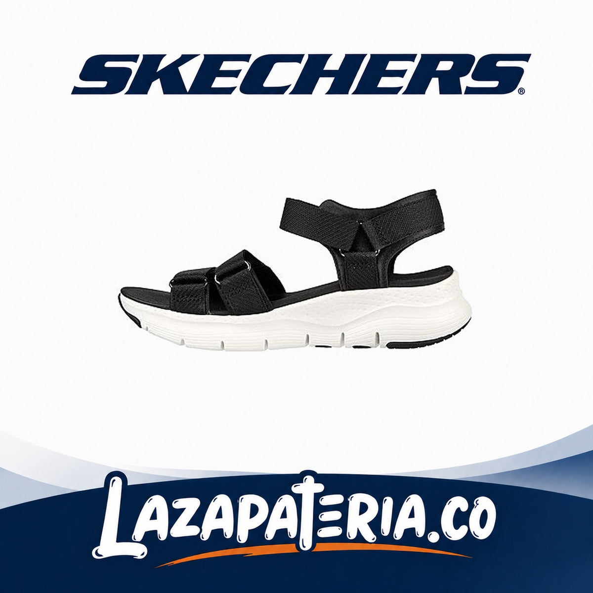 Sandalias Skechers Arch Fit Negro para mujer, vista 2