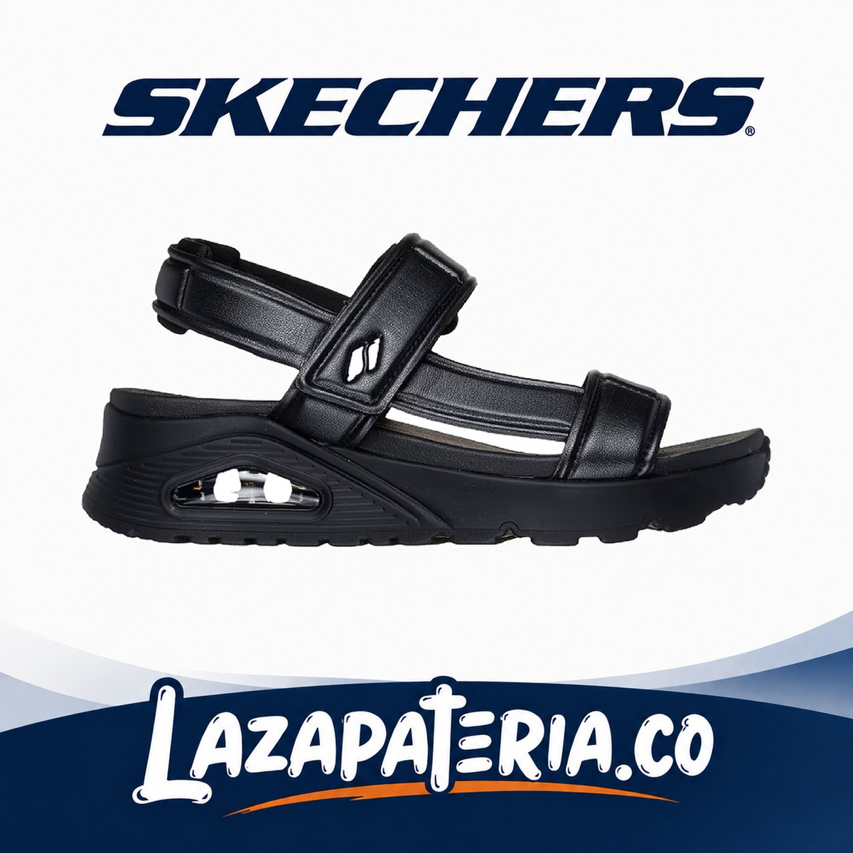 Sandalias Skechers UNO Negro para mujer, vista 2