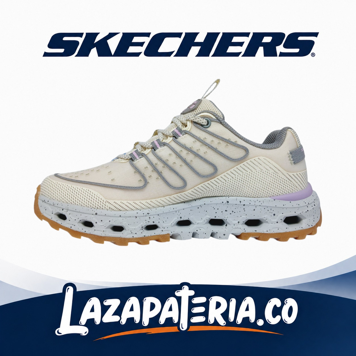 Tenis Skechers Glide-Step AT Beige para mujer, vista 3