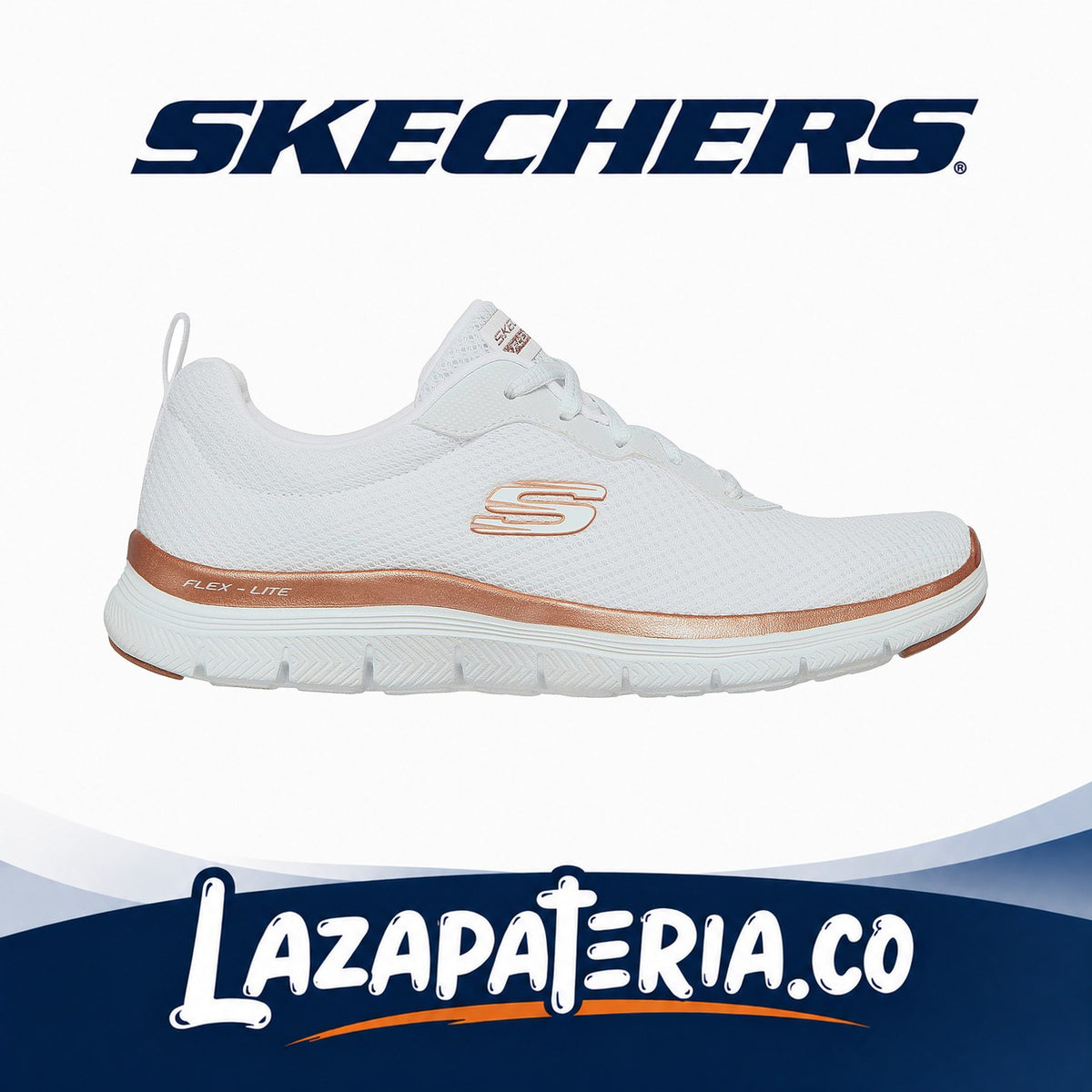 Tenis Skechers Flex Appeal Blanco para mujer, vista 2