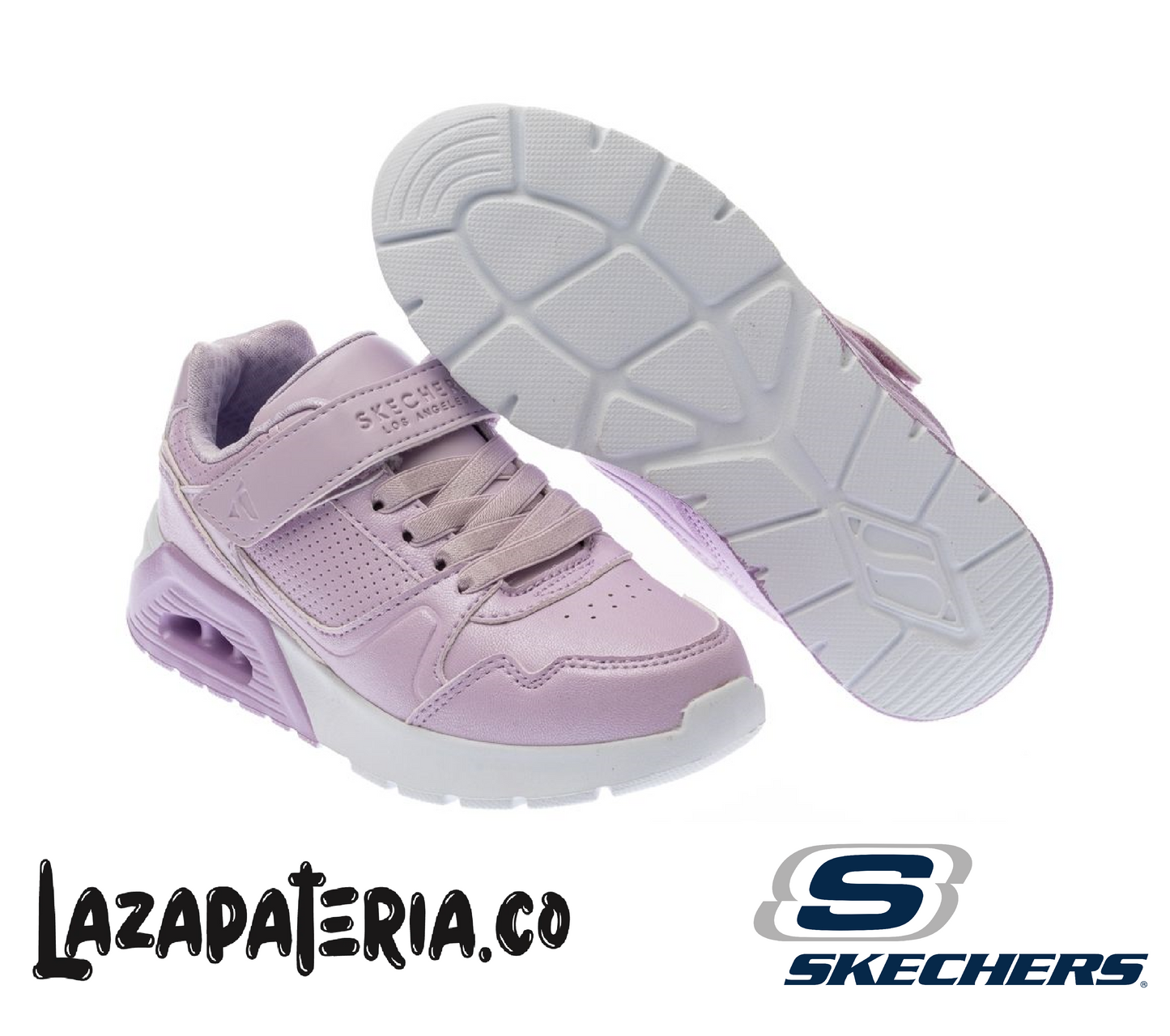Tenis Skechers UNO Lila para niña, vista 2
