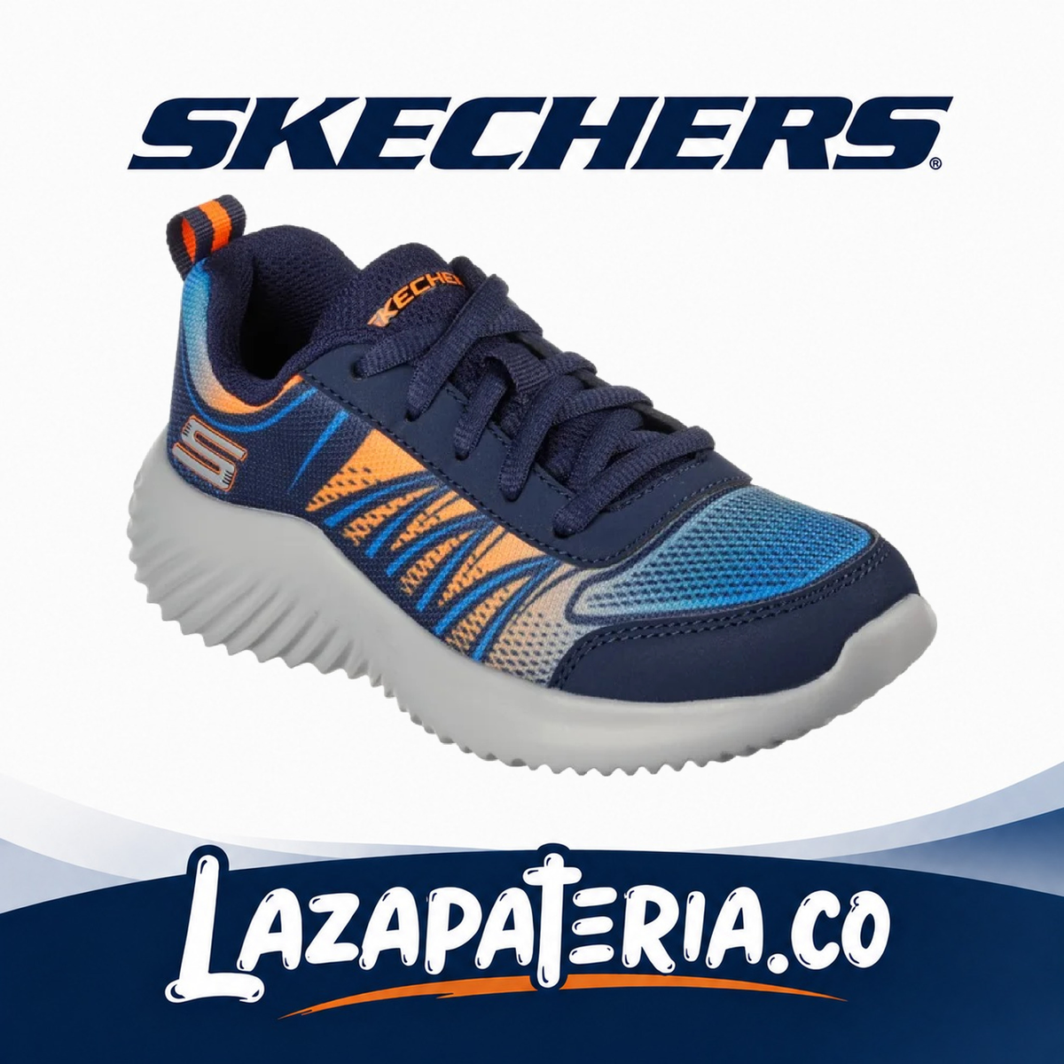 Tenis Skechers Bounder Azul Navy para niño