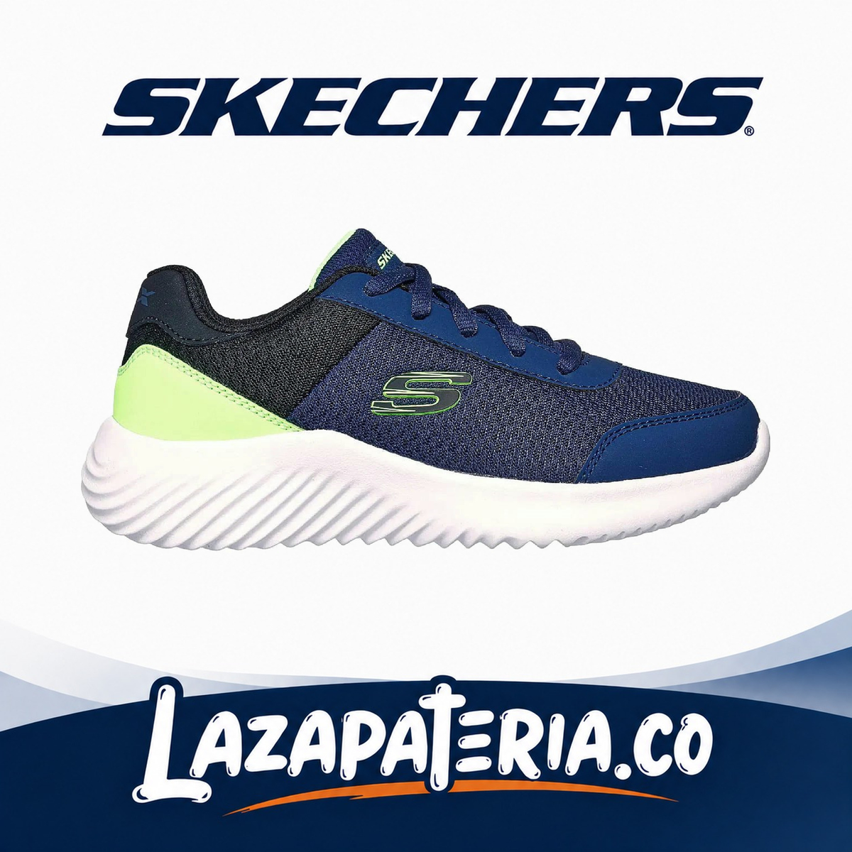 Tenis Skechers Bounder Azul Navy para niño, vista 2