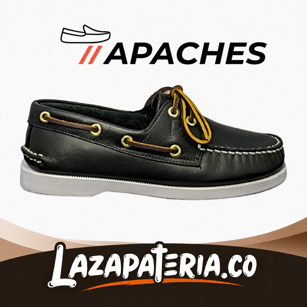 Mocasines Apaches Negro Blanco para hombre
