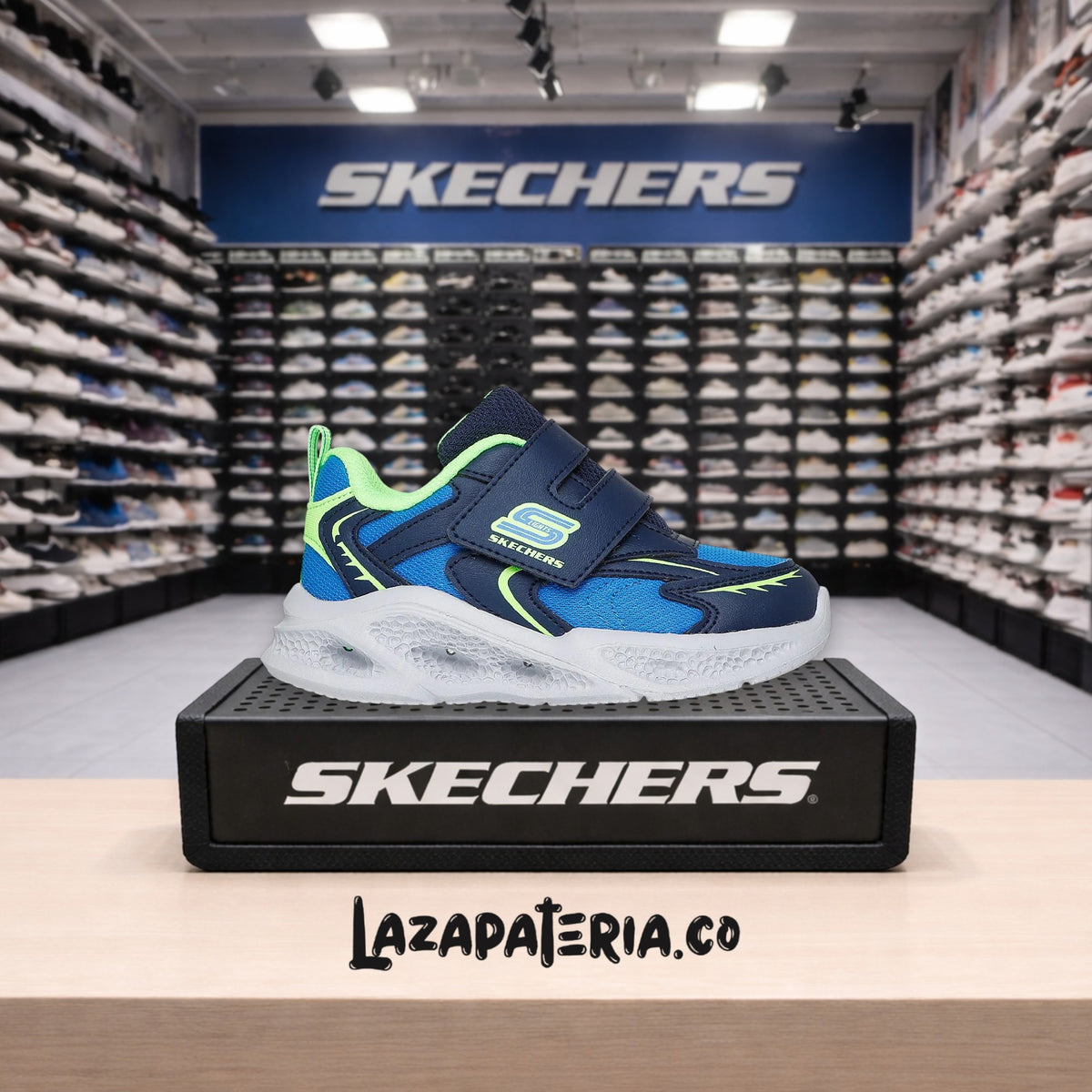 Tenis Skechers S-Lights Azul Navy para bebé
