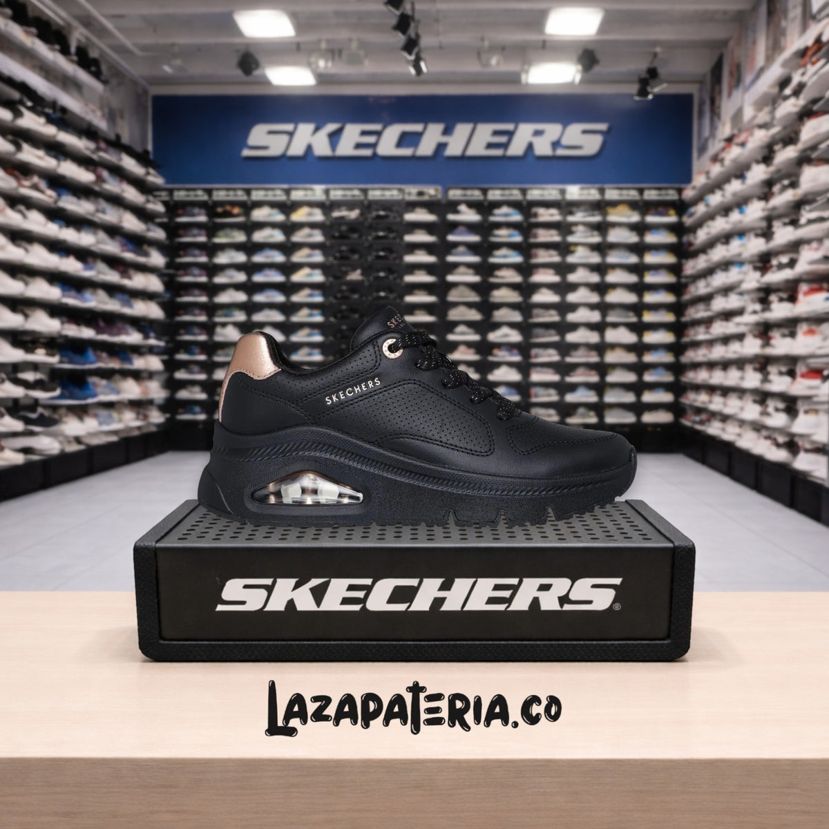 Tenis Skechers UNO Negro para mujer