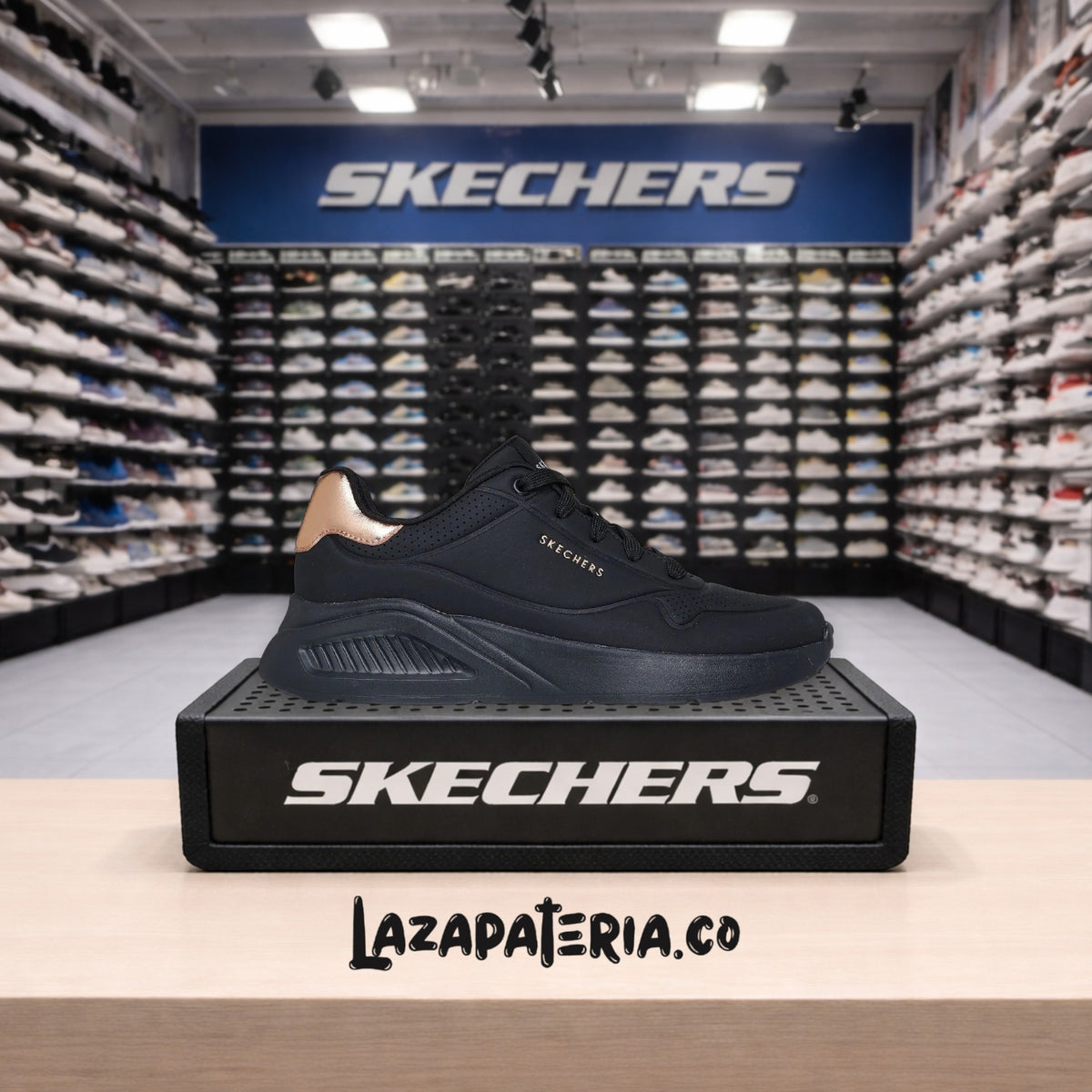 Tenis Skechers UNO Negro para mujer