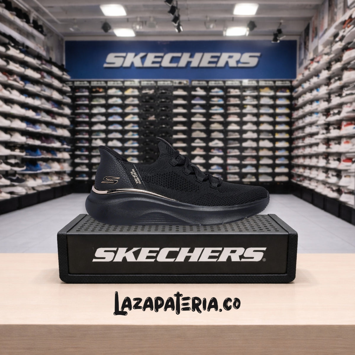 Tenis Skechers BOBS Sport Negro para mujer