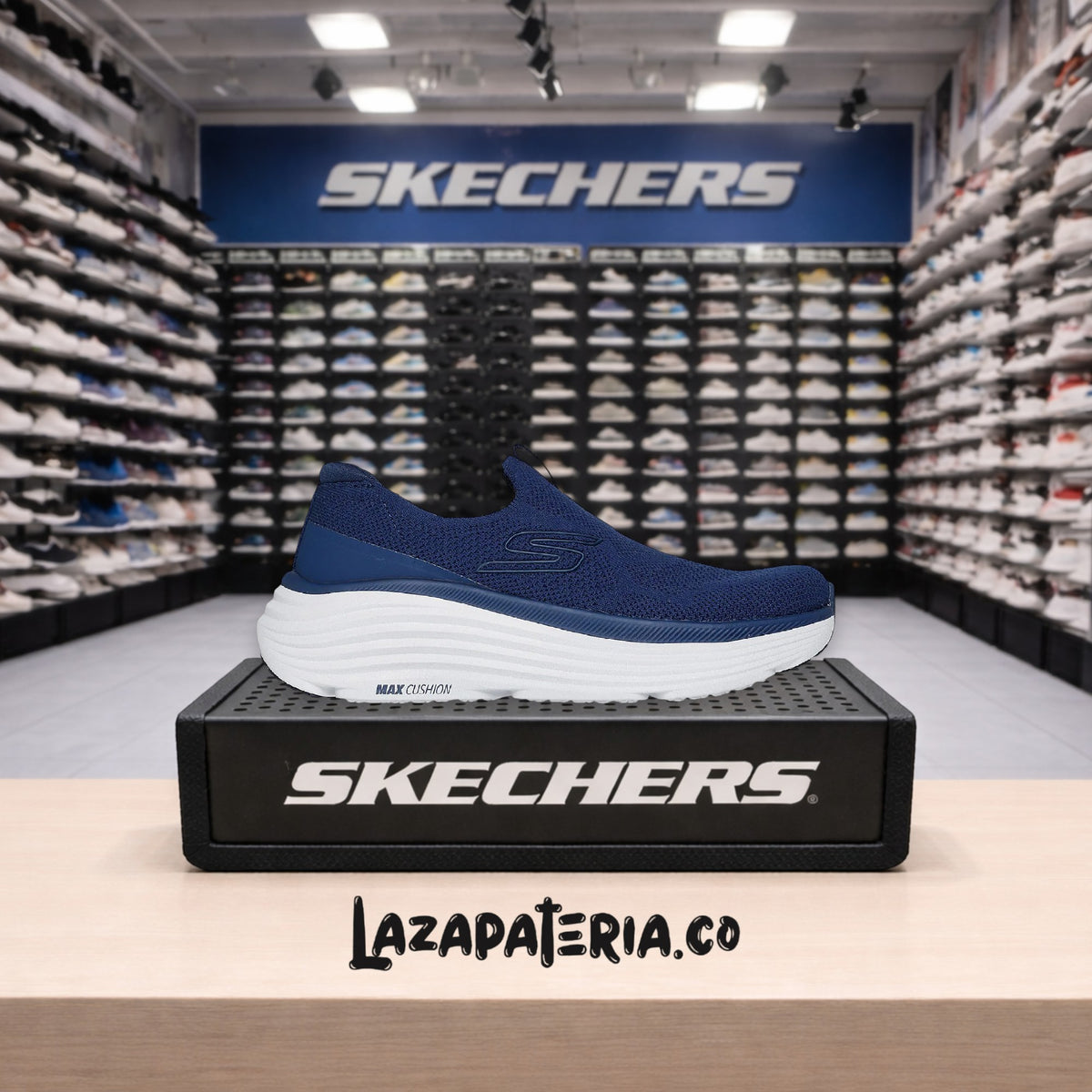 Tenis Skechers Max Cushioning Azul Navy para mujer