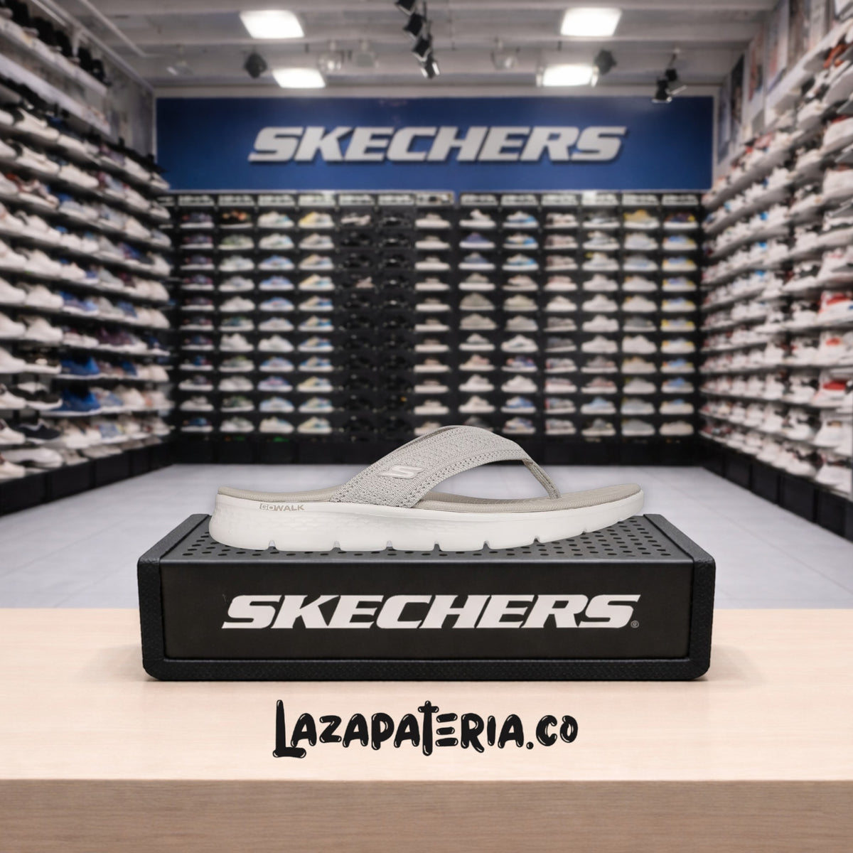 Chanclas Skechers GO Walk Beige para mujer
