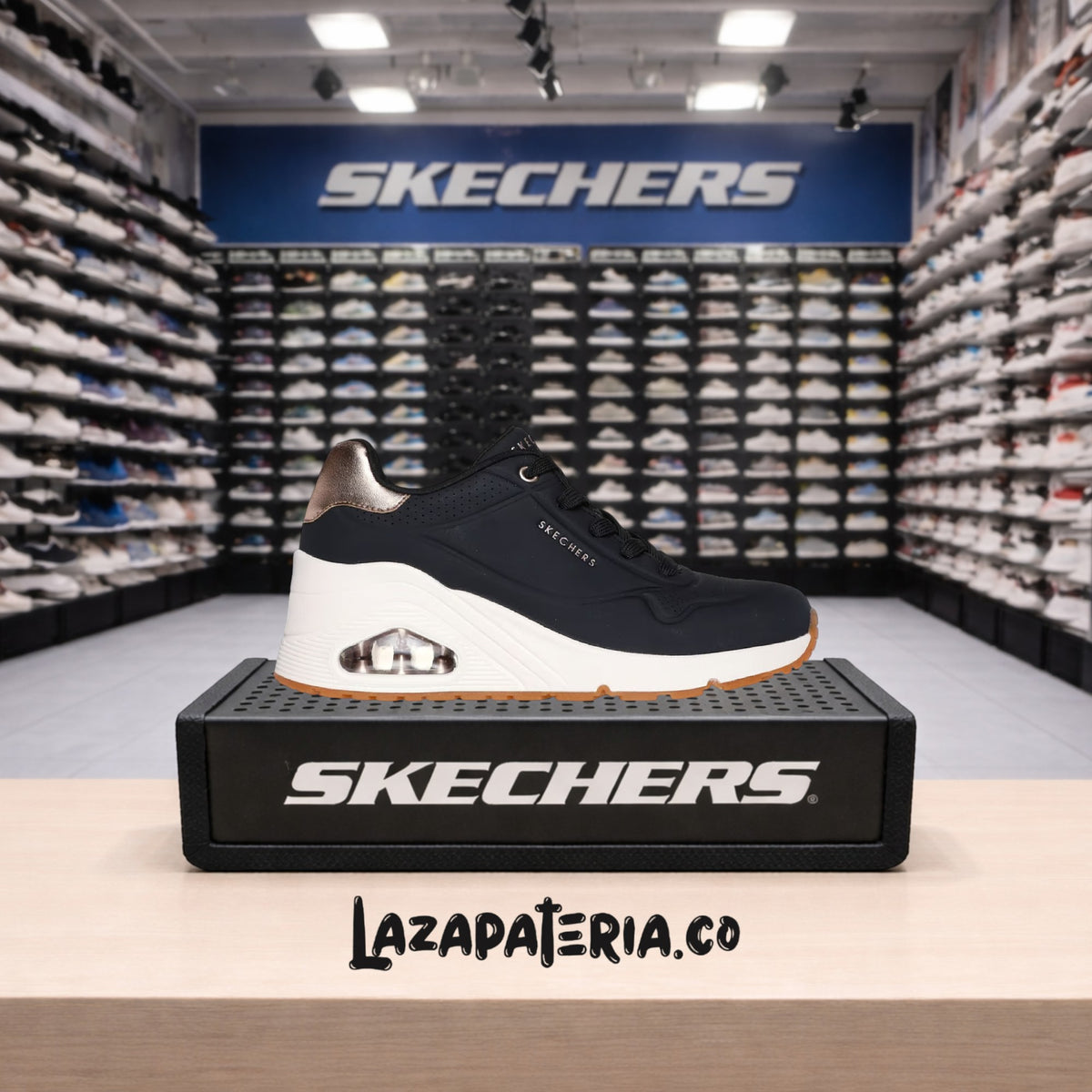 Tenis Skechers UNO Negro para mujer