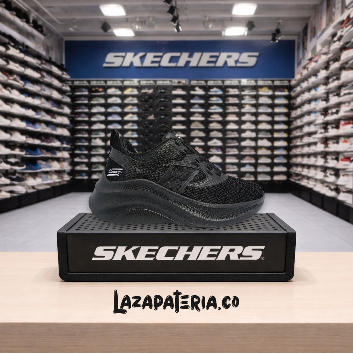 Tenis Skechers BOBS Sport Negro para mujer