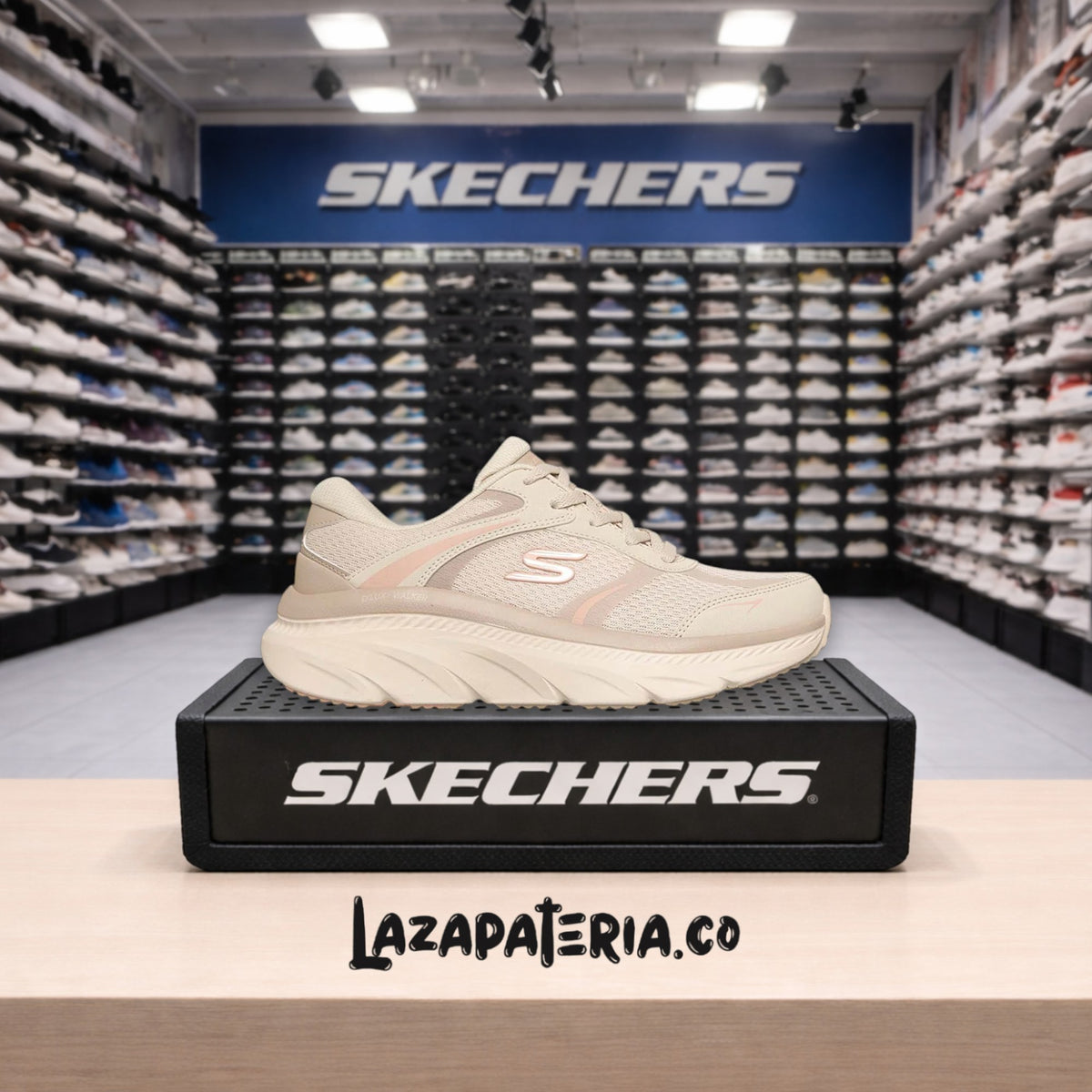 Tenis Skechers D'Lux Walker Beige para mujer