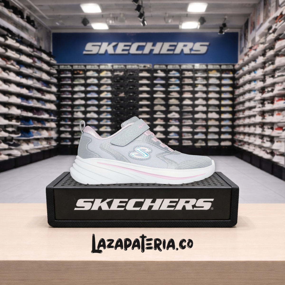 Tenis Skechers Wave 92 Gris para niña