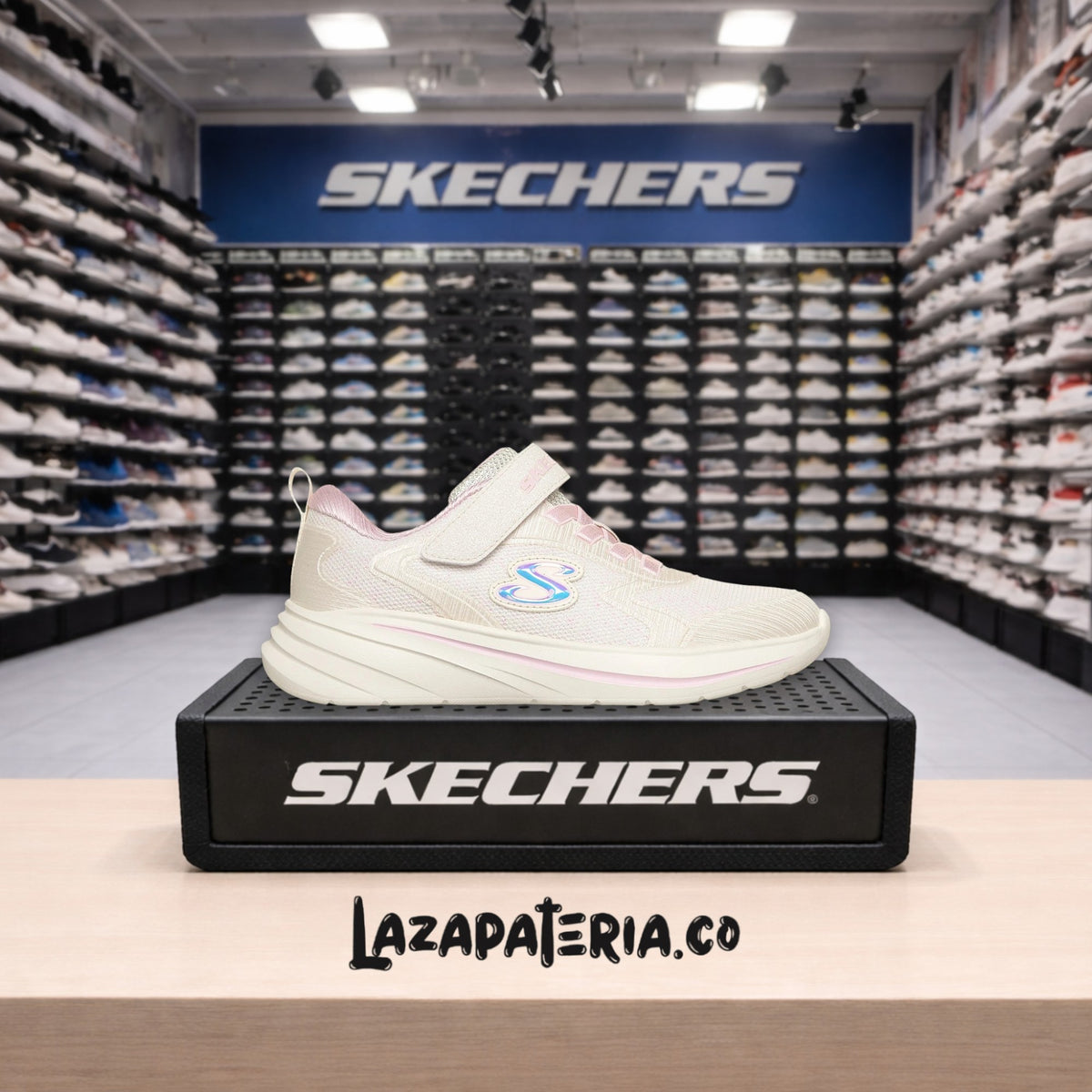 Tenis Skechers Wave 92 Beige para niña