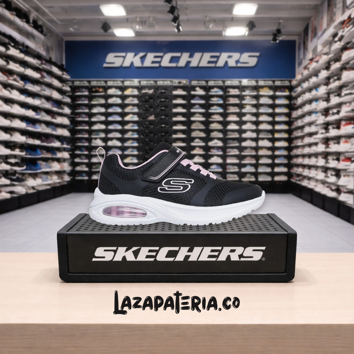 Tenis Skechers Microspec Negro para niña