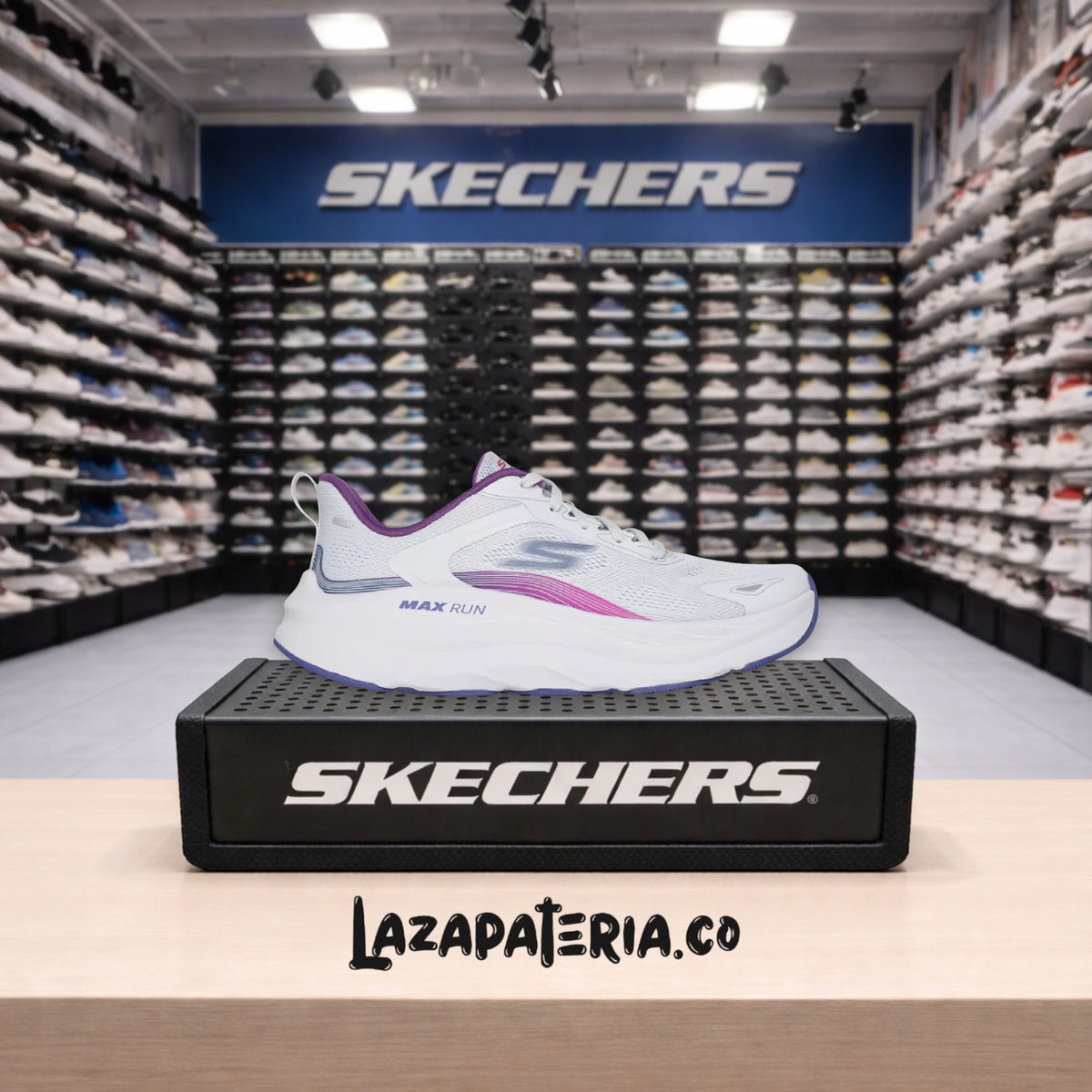 Tenis Skechers Max Run Gris para mujer