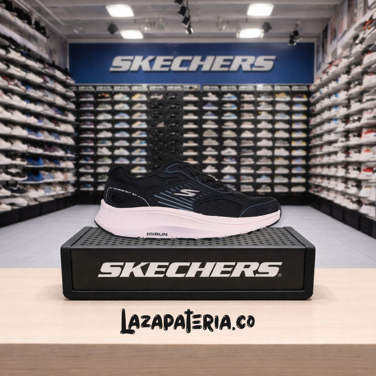 Tenis Skechers GOrun Negro para niña