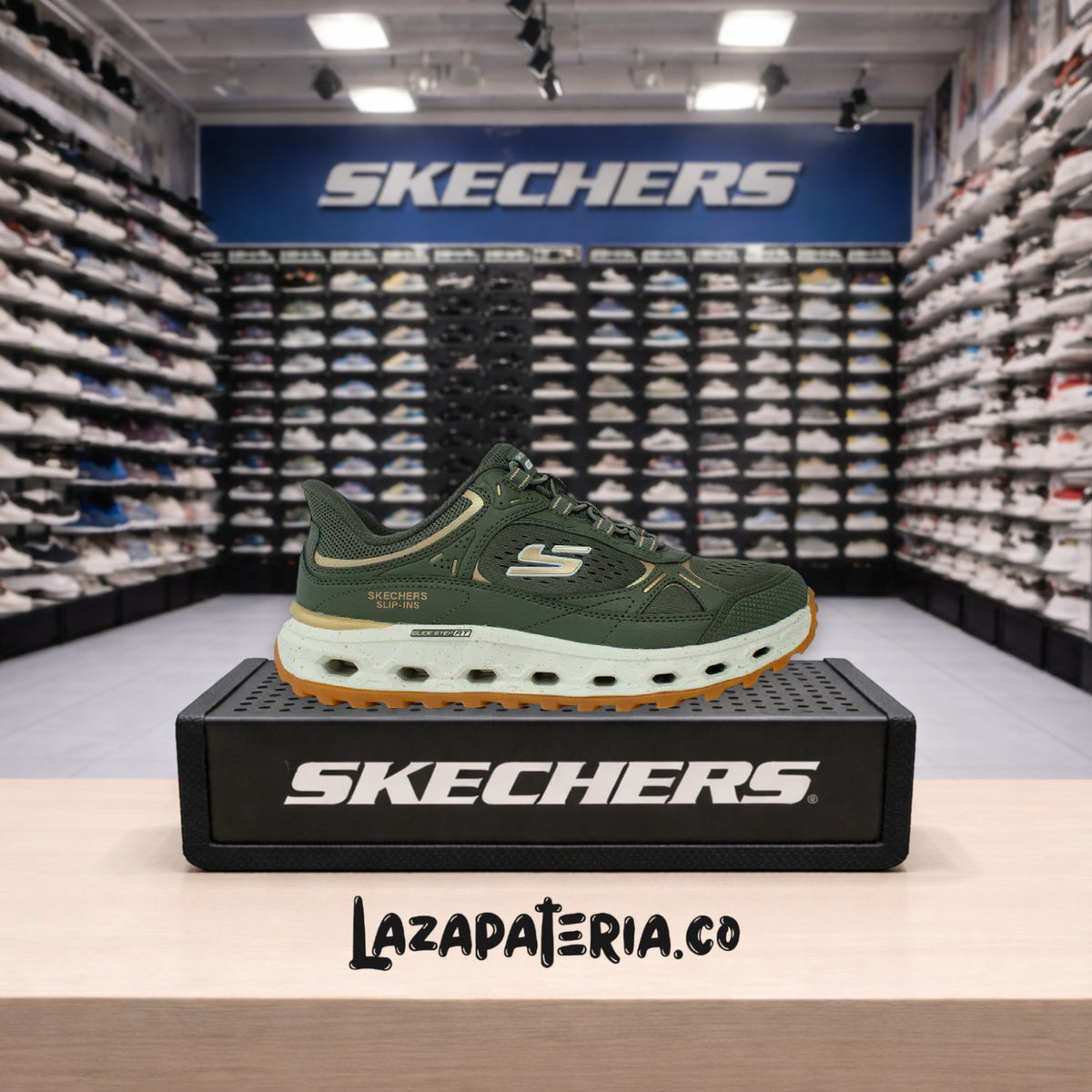 Tenis Skechers Glide-Step Verde Oliva para mujer