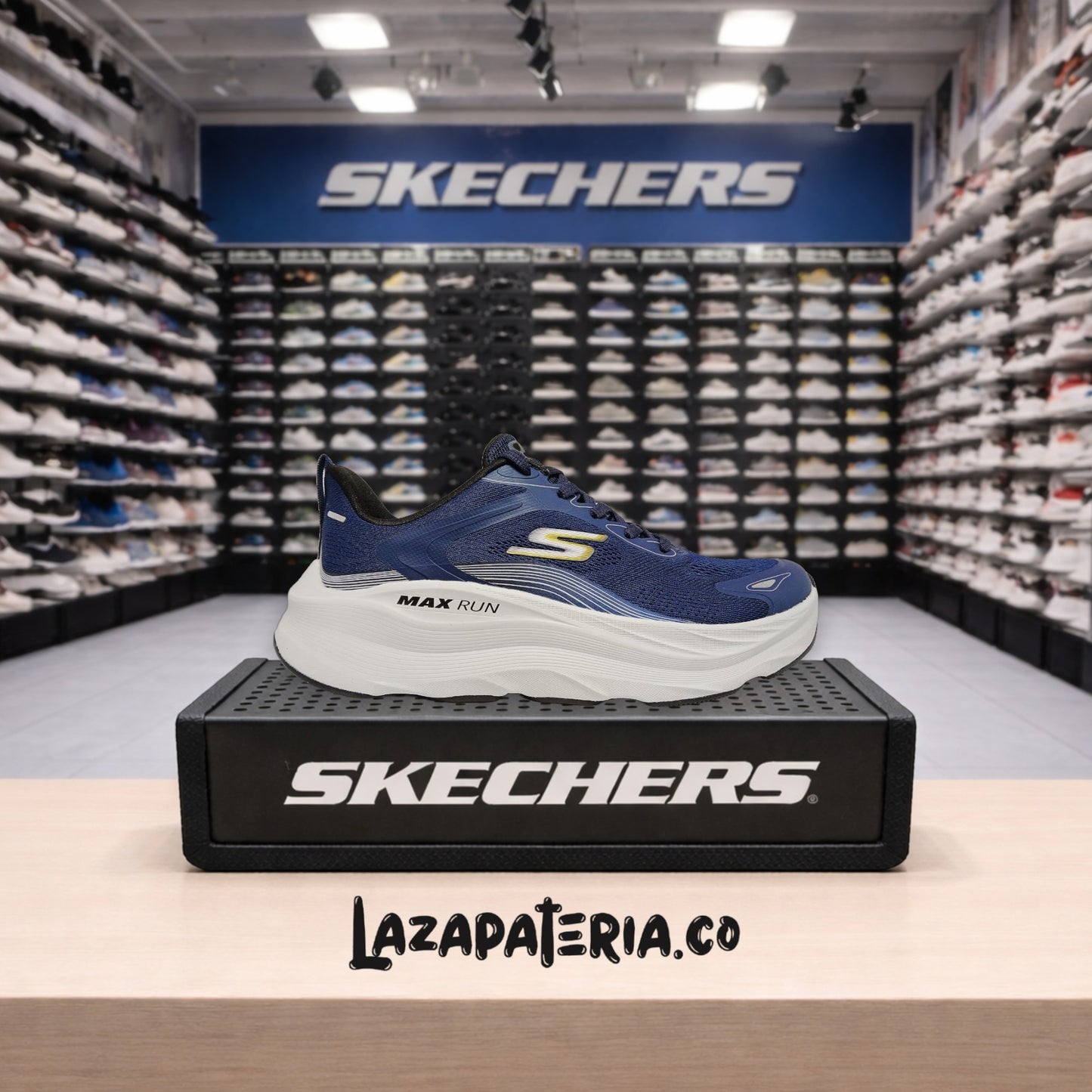 Tenis Skechers Max Run Azul Navy para hombre