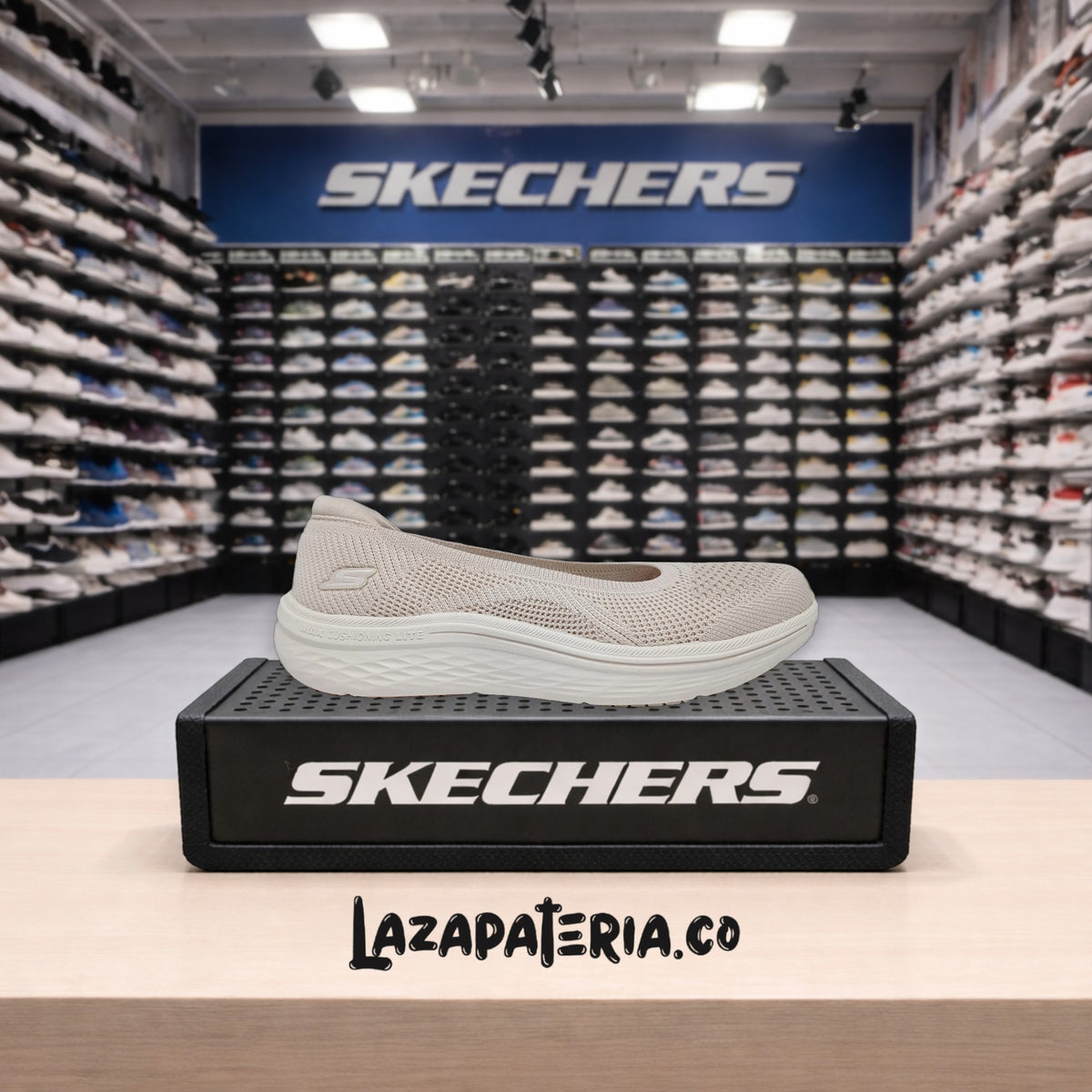 Baletas Skechers Max Cushioning Lite Beige para mujer