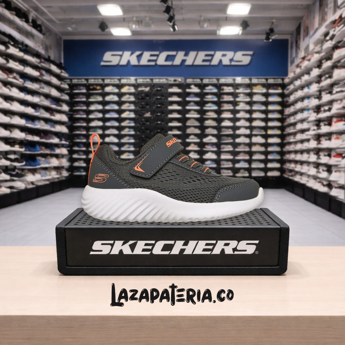 Tenis Skechers Bounder Gris Carbón para bebé