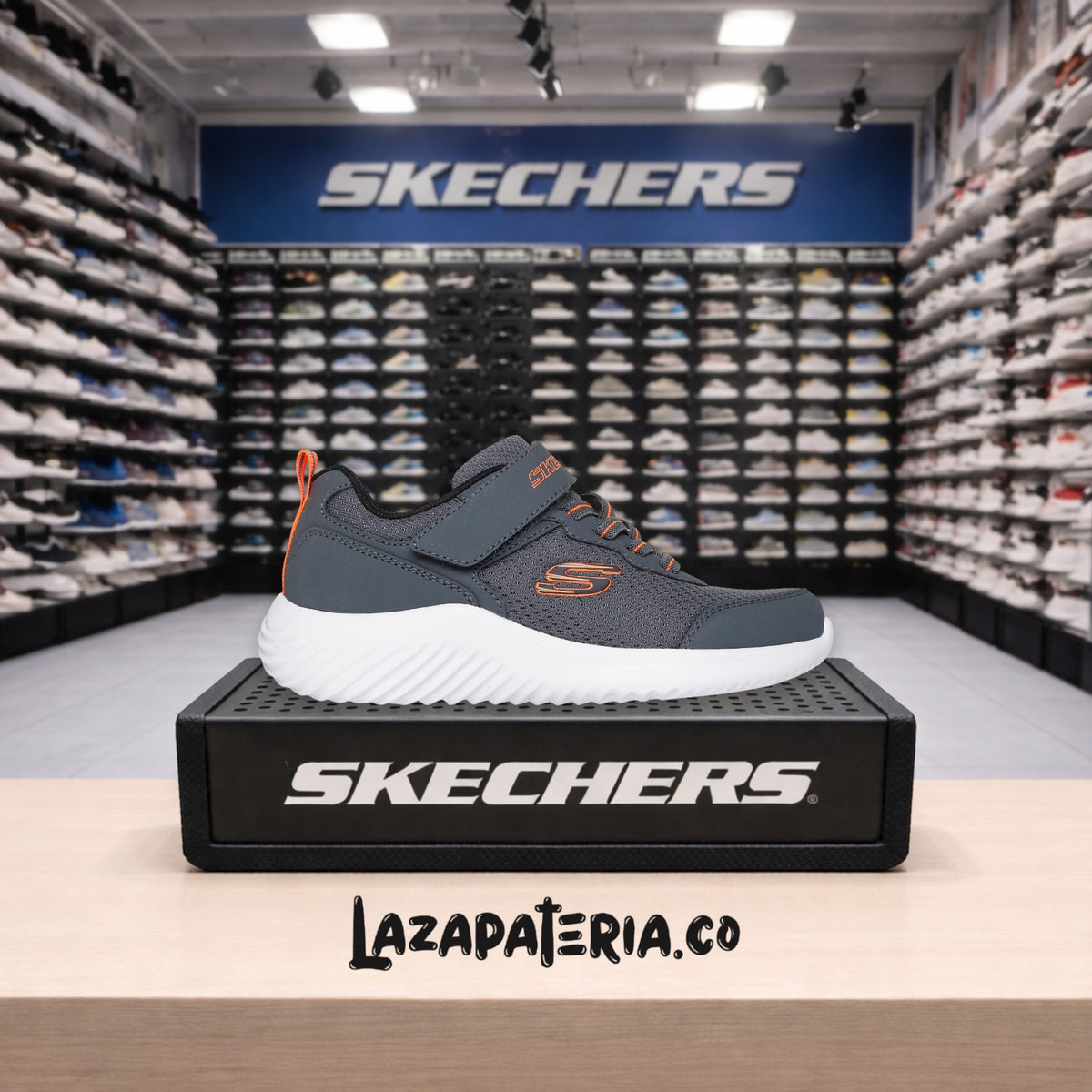 Tenis Skechers Bounder Gris Carbón para niño