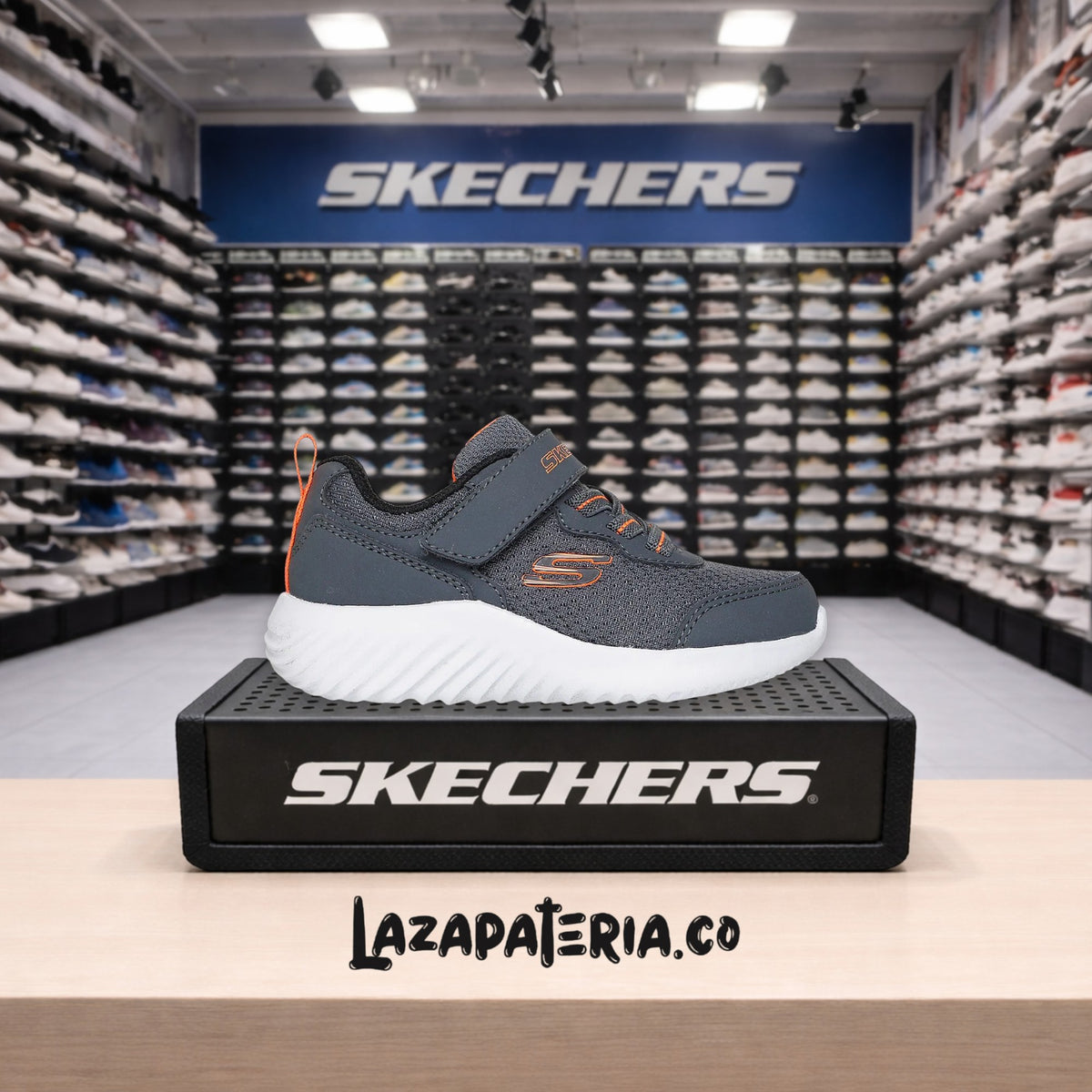 Tenis Skechers Bounder Gris Carbón para bebé