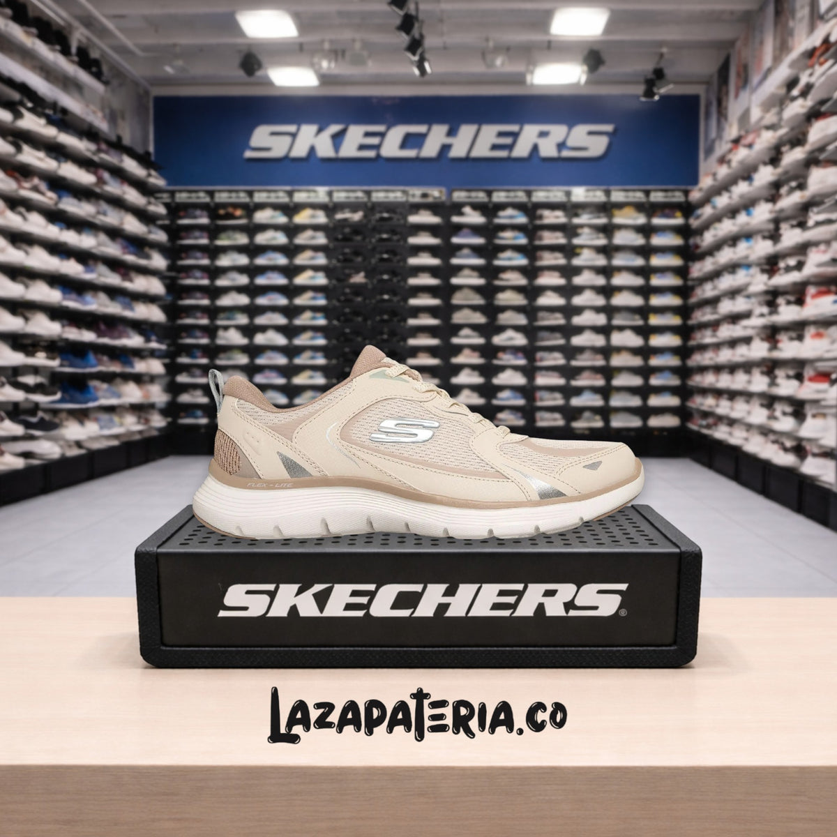 Tenis Skechers Flex Appeal Beige para mujer