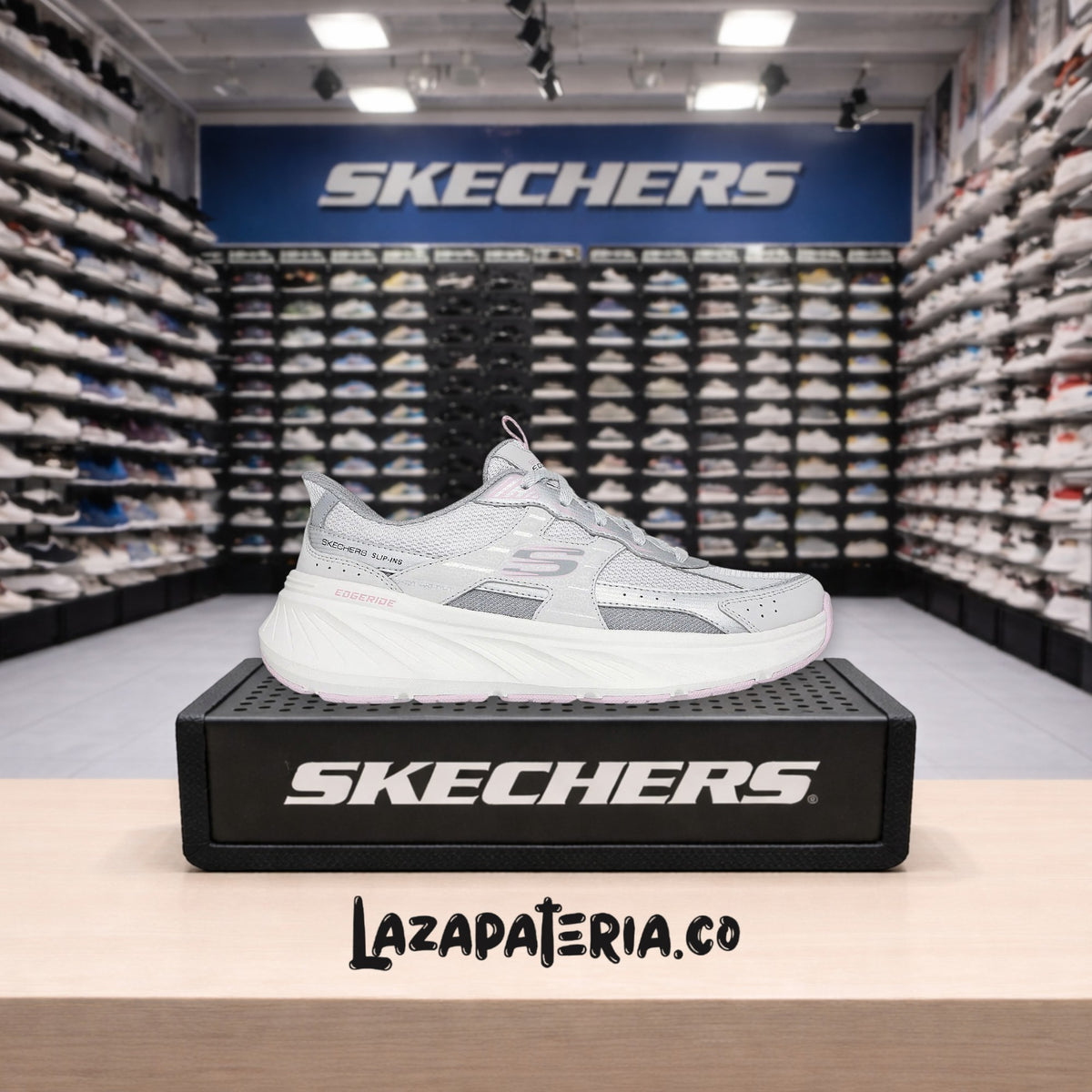 Tenis Skechers Edgeride Gris para mujer