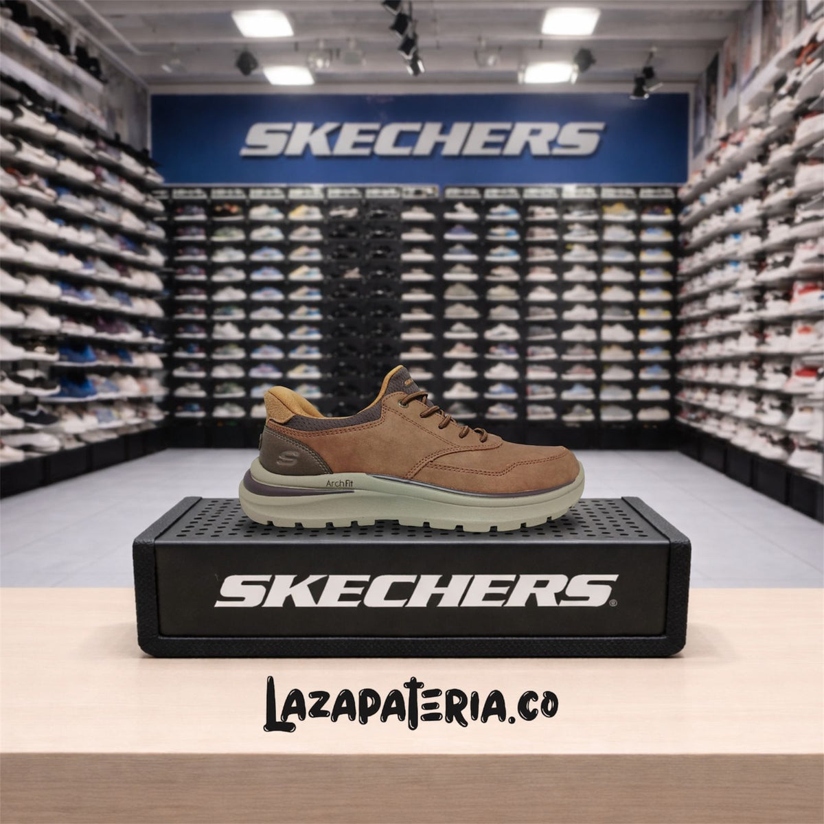 Mocasines Skechers Arch Fit Café para hombre