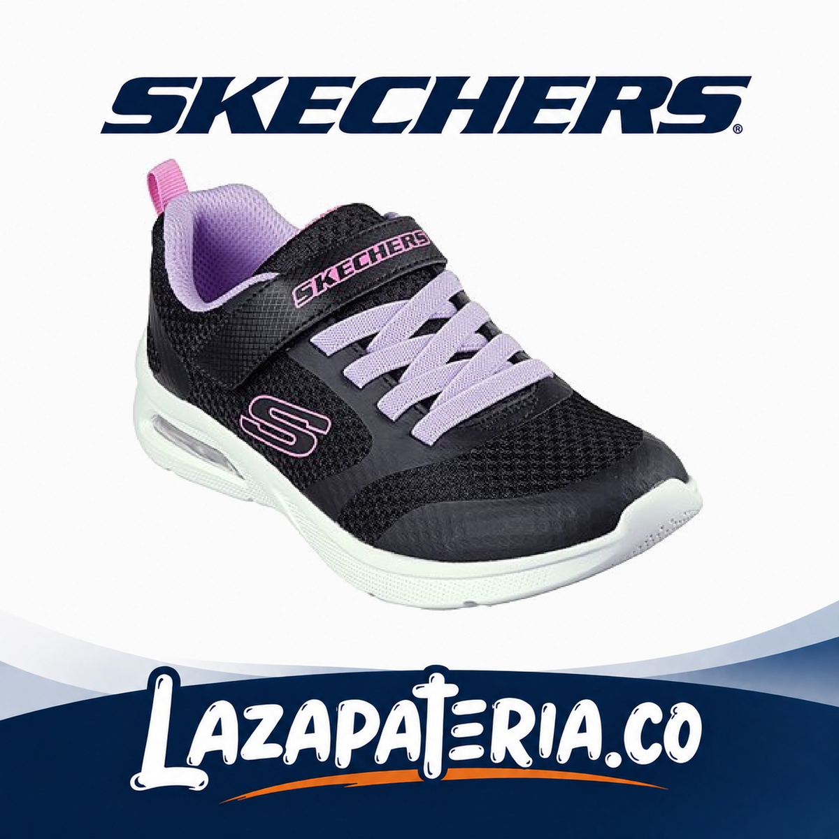 Tenis Skechers Microspec Max Negro para niña