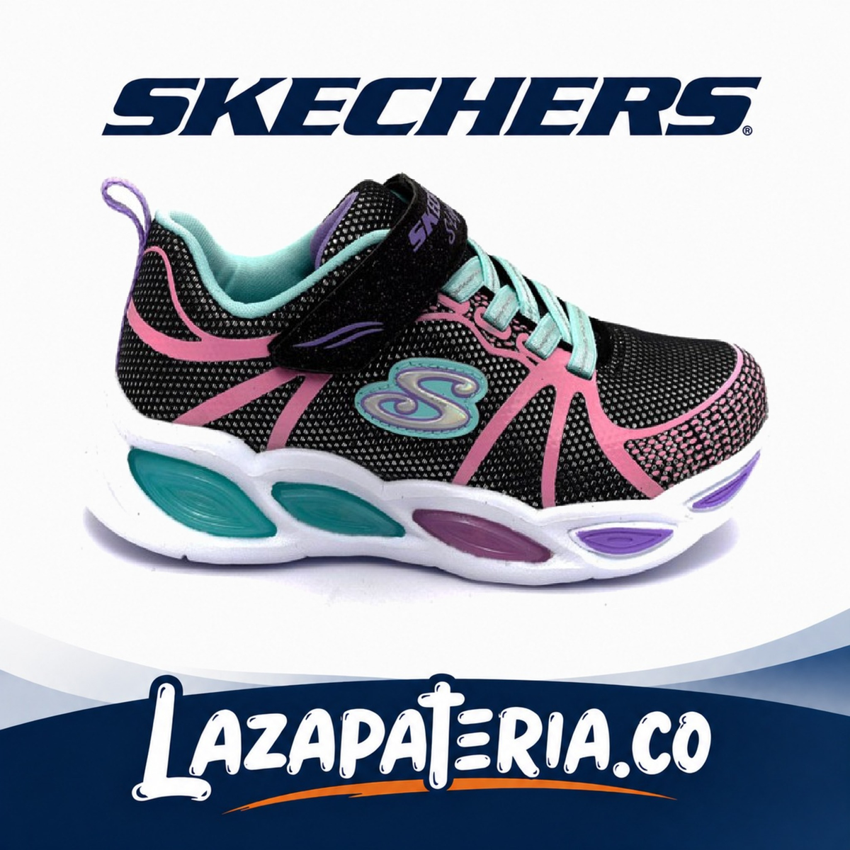 Tenis Skechers S-Lights Negro para bebé