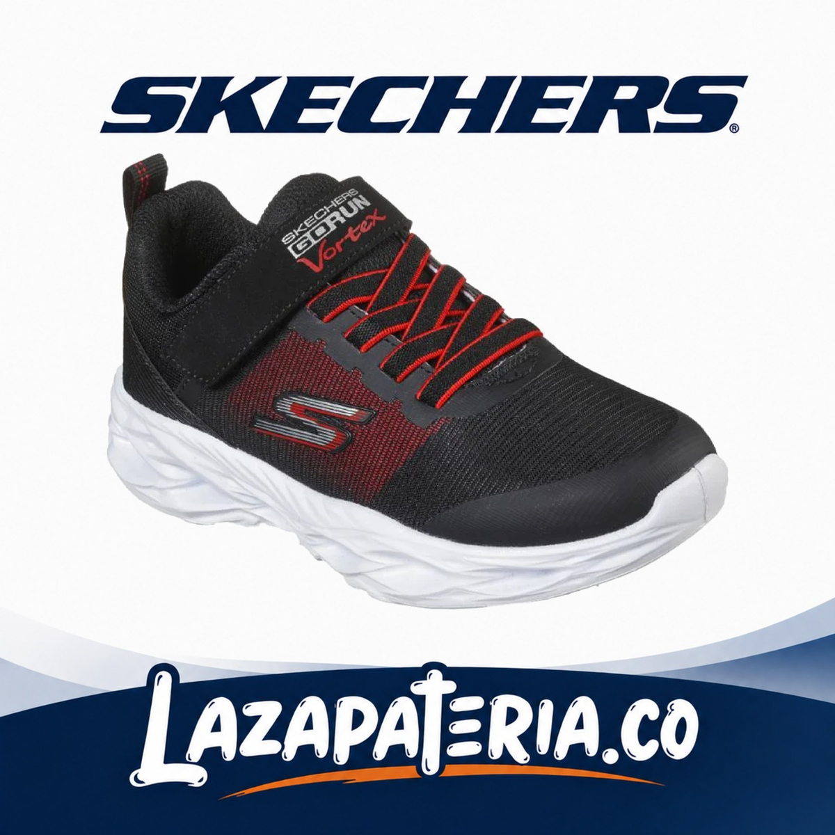 Tenis Skechers GOrun Vortex Negro para bebé