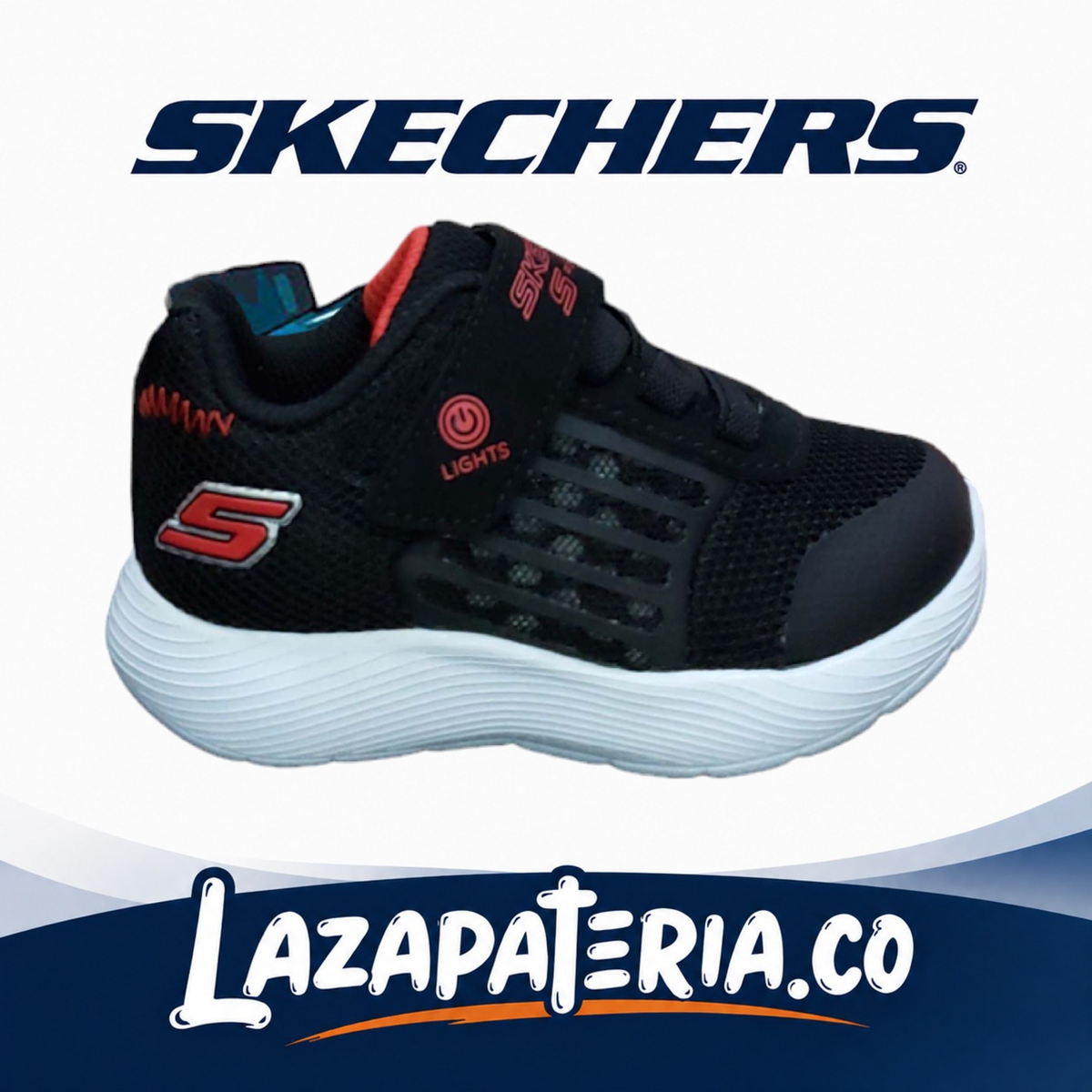 Tenis Skechers S-Lights Negro para bebé