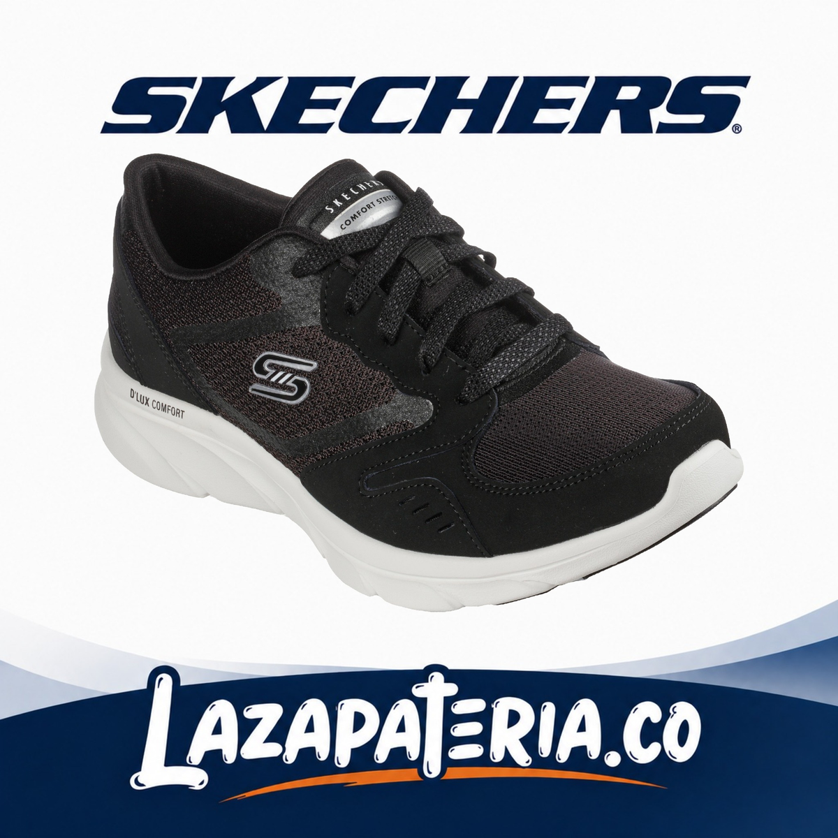 Tenis Skechers D'Lux Comfort Negro para mujer