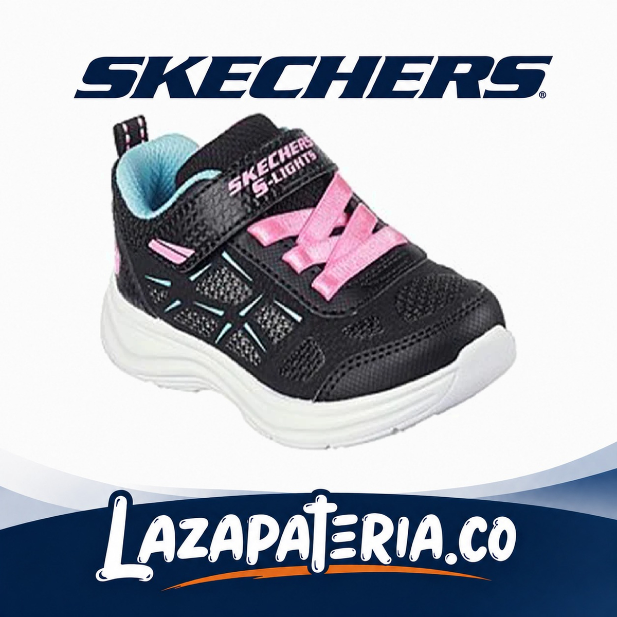 Tenis Skechers S-Lights Negro para bebé