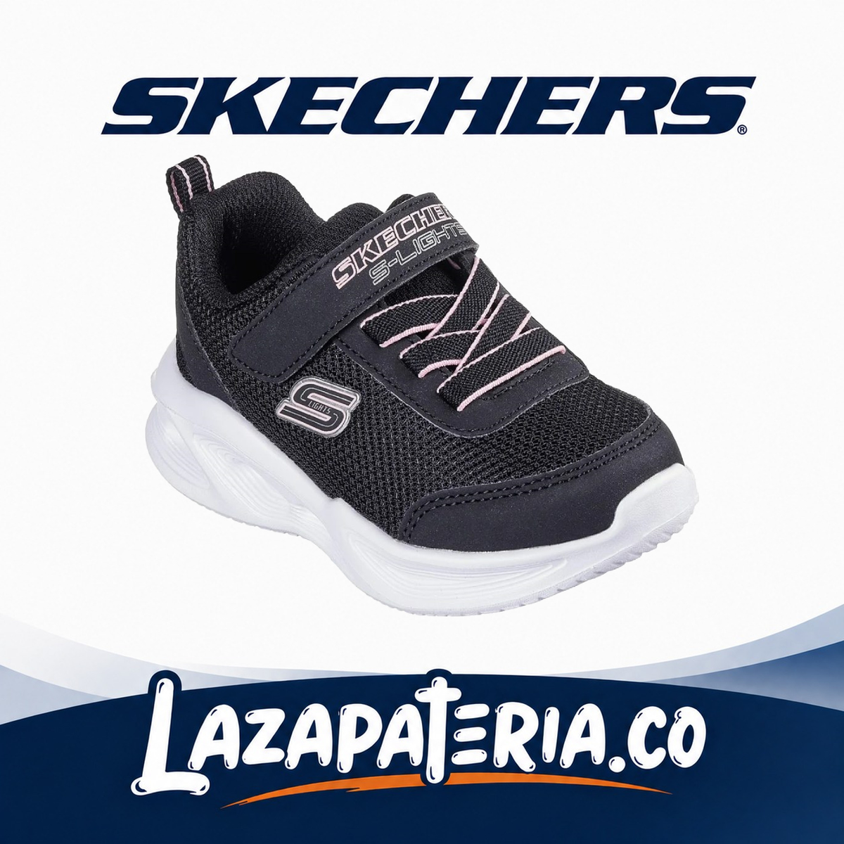 Tenis Skechers Sola Glow Negro para bebé
