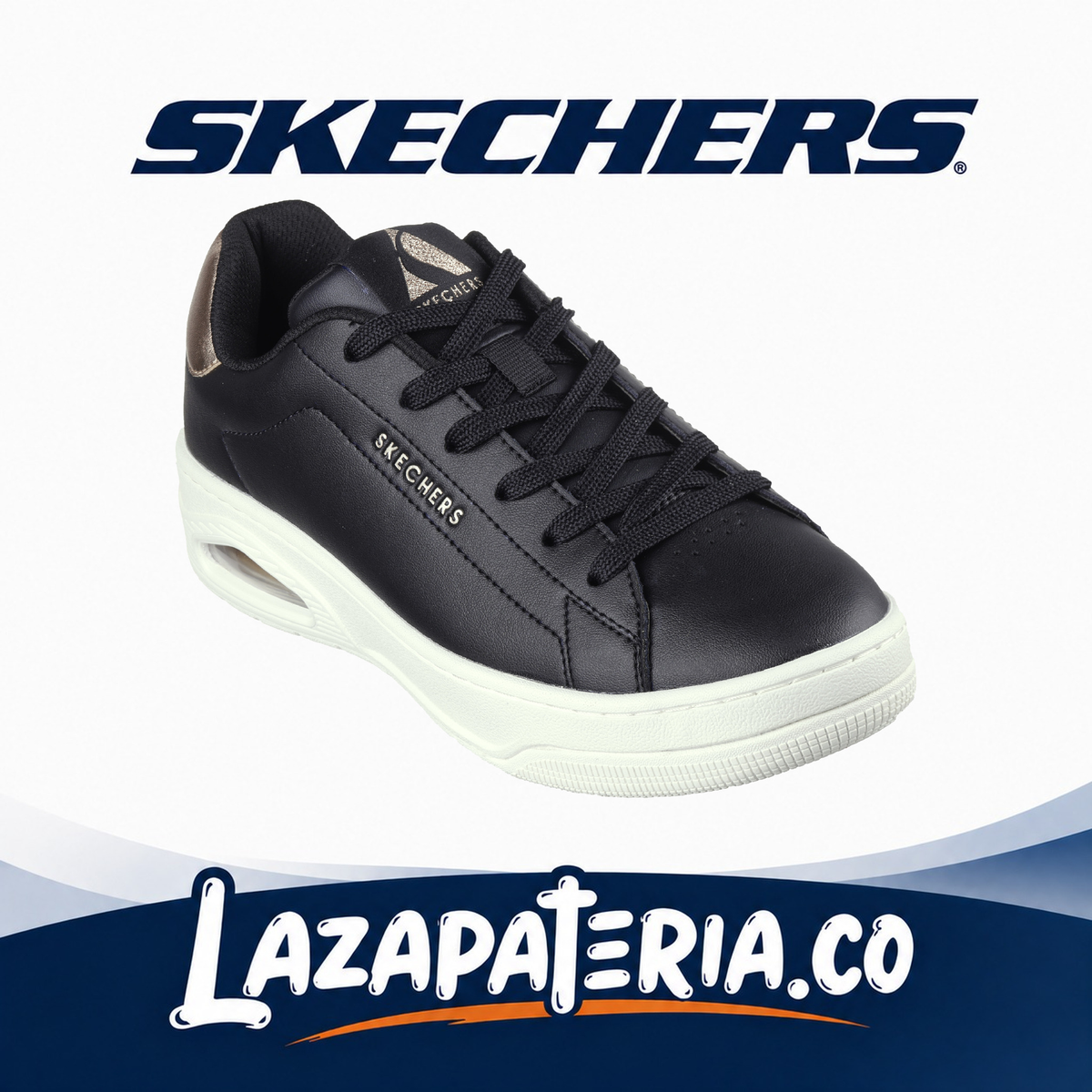 Tenis Skechers UNO Court Negro para mujer
