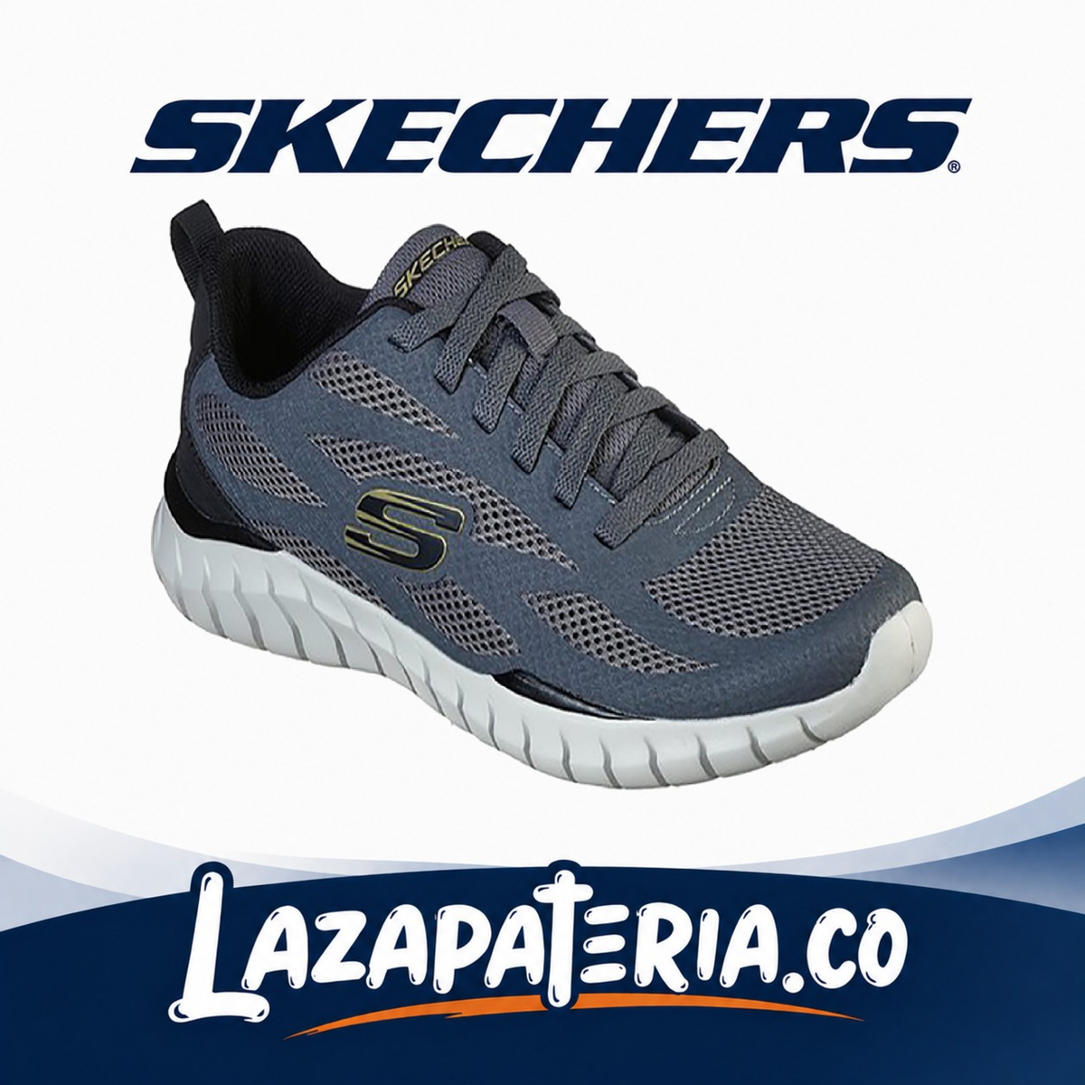 Tenis Skechers Overhaul Gris Carbón para hombre