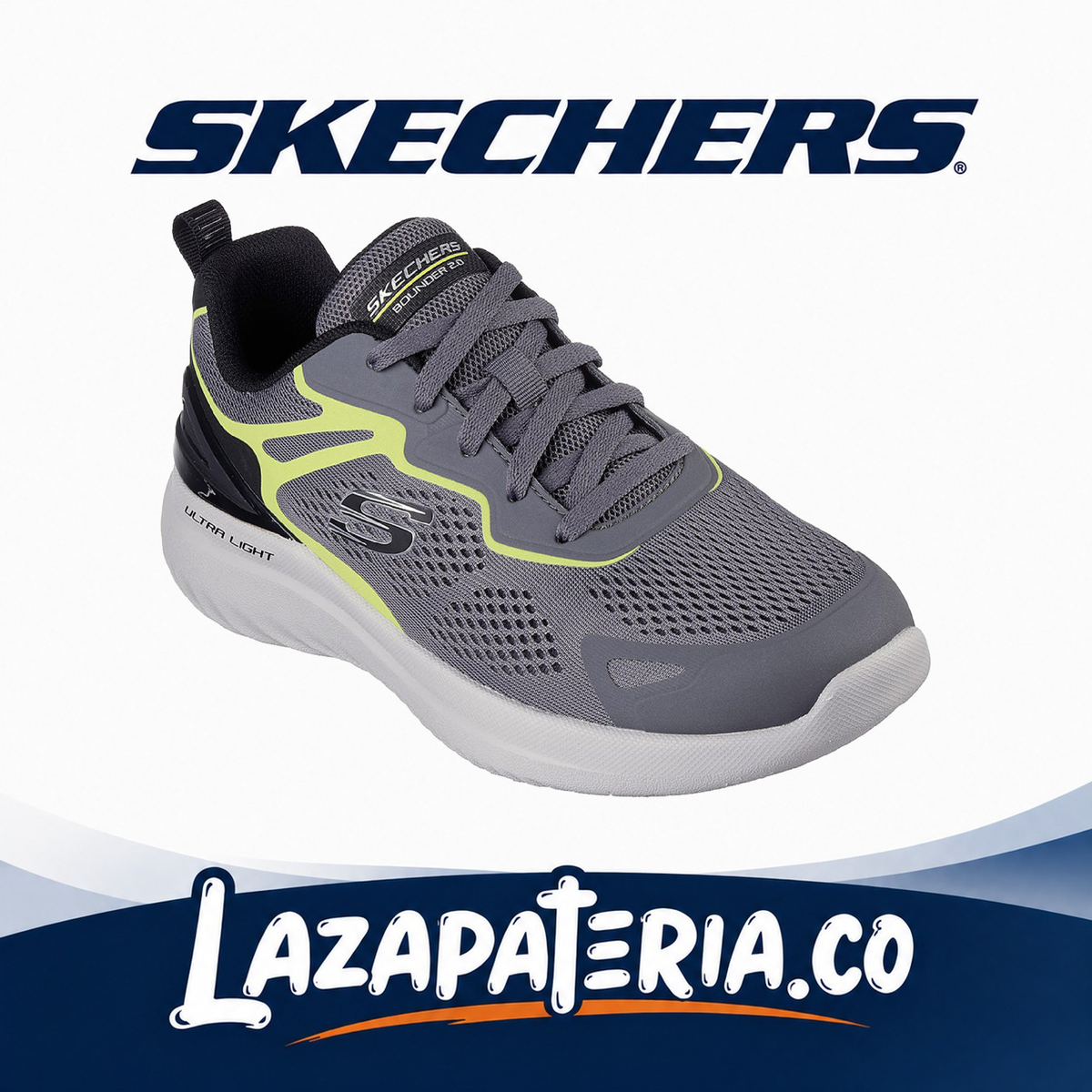 Tenis Skechers Bounder 2.0 Gris Carbón para hombre