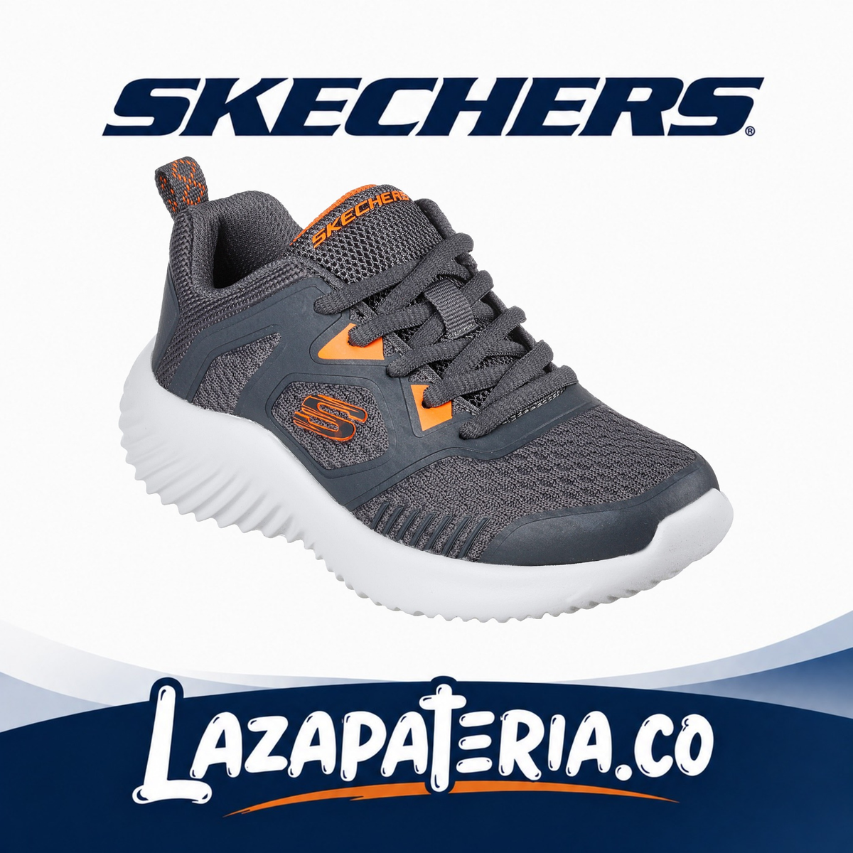 Tenis Skechers Bounder Gris Carbón para niño