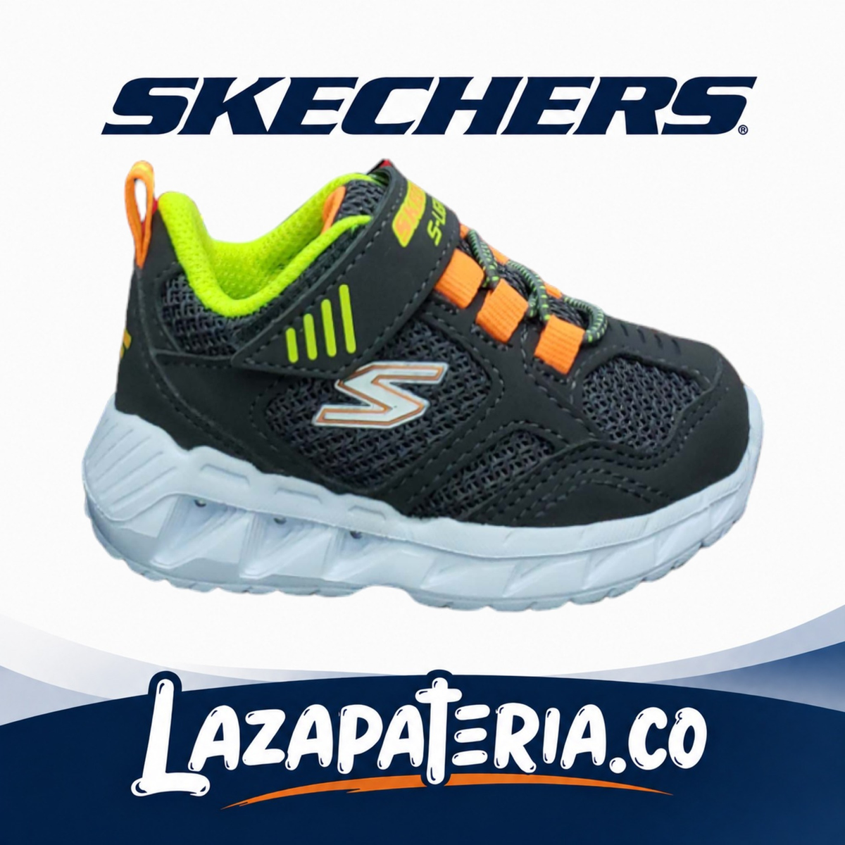 Tenis Skechers S-Lights Gris Carbón para bebé