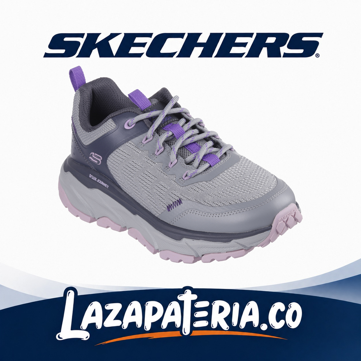 Tenis Skechers D'Lux Journey Gris Carbón para mujer