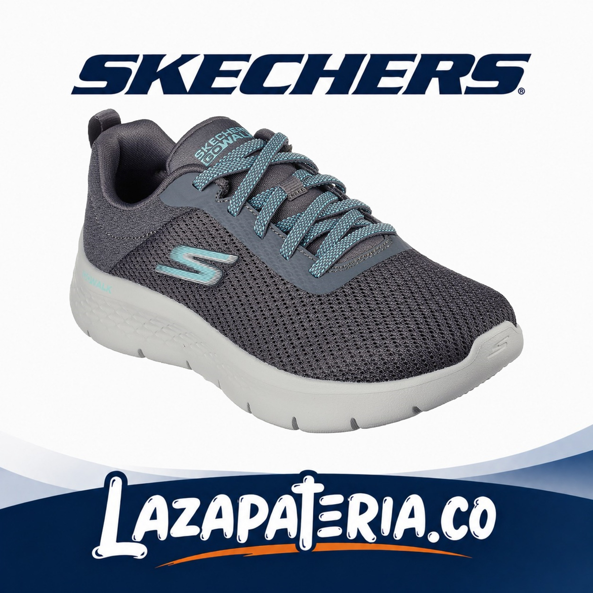 Tenis Skechers GO Walk Gris Carbón para mujer