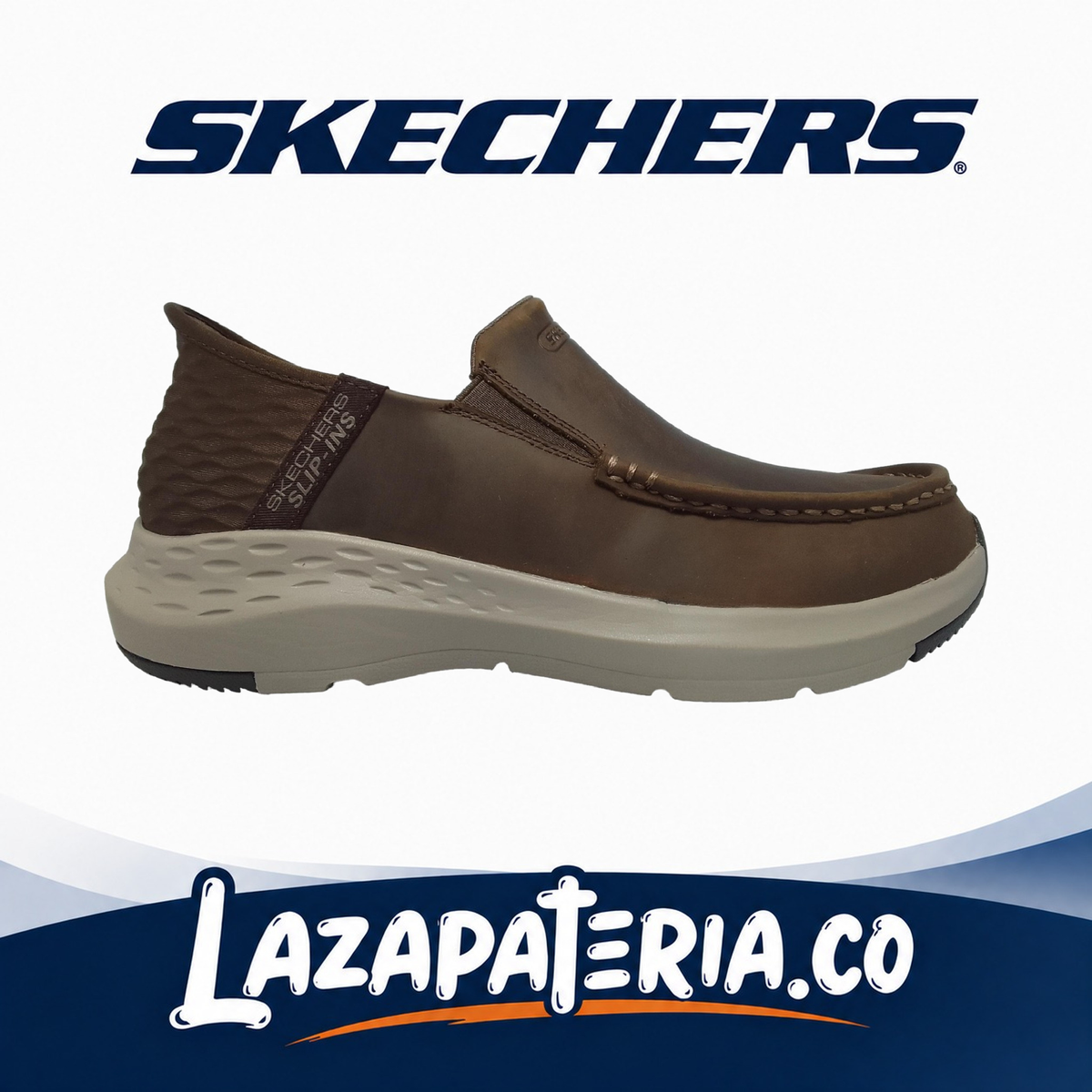 Mocasines Skechers Slip-ins Café para hombre, vista 2
