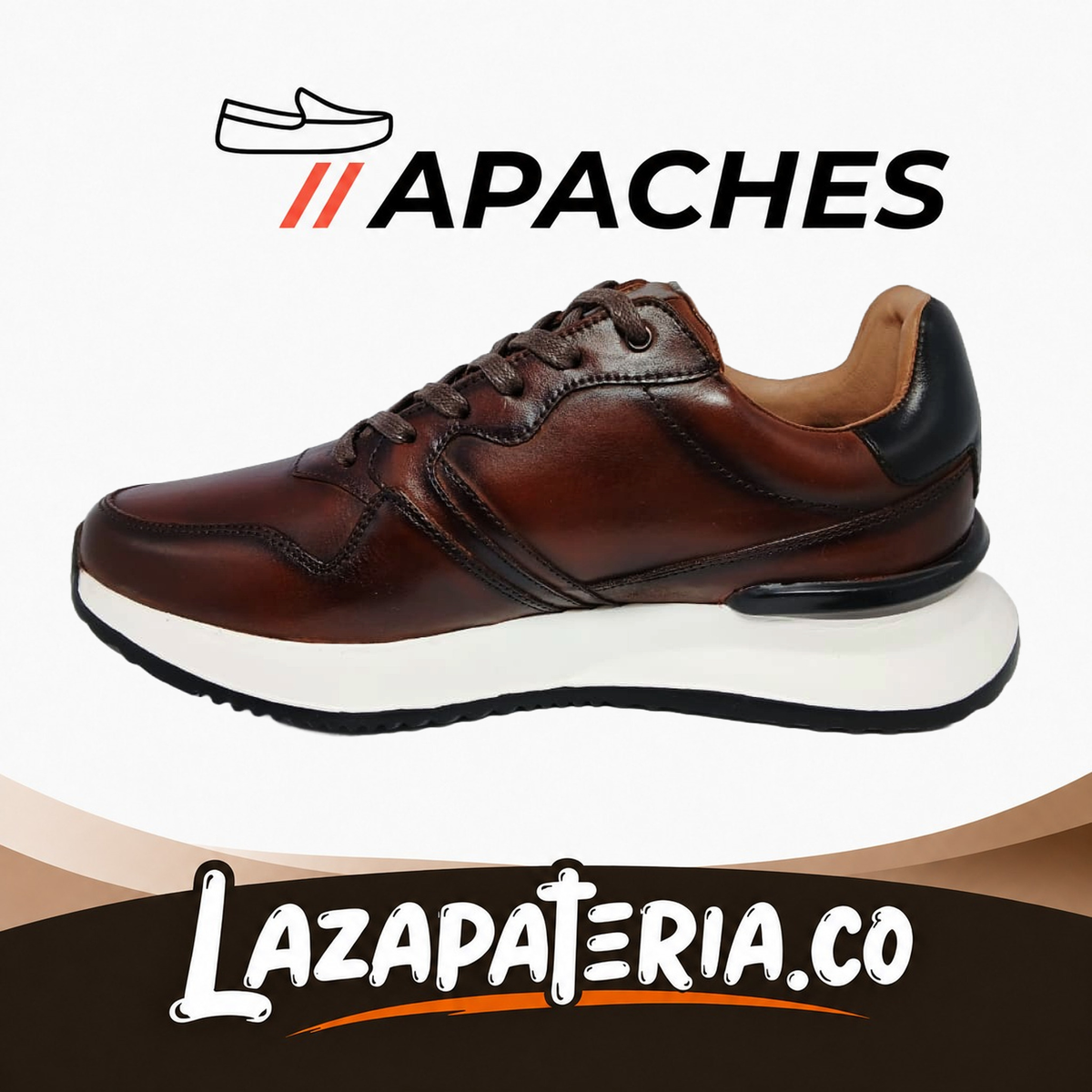 Zapatos Apaches Cognac para hombre, vista 2