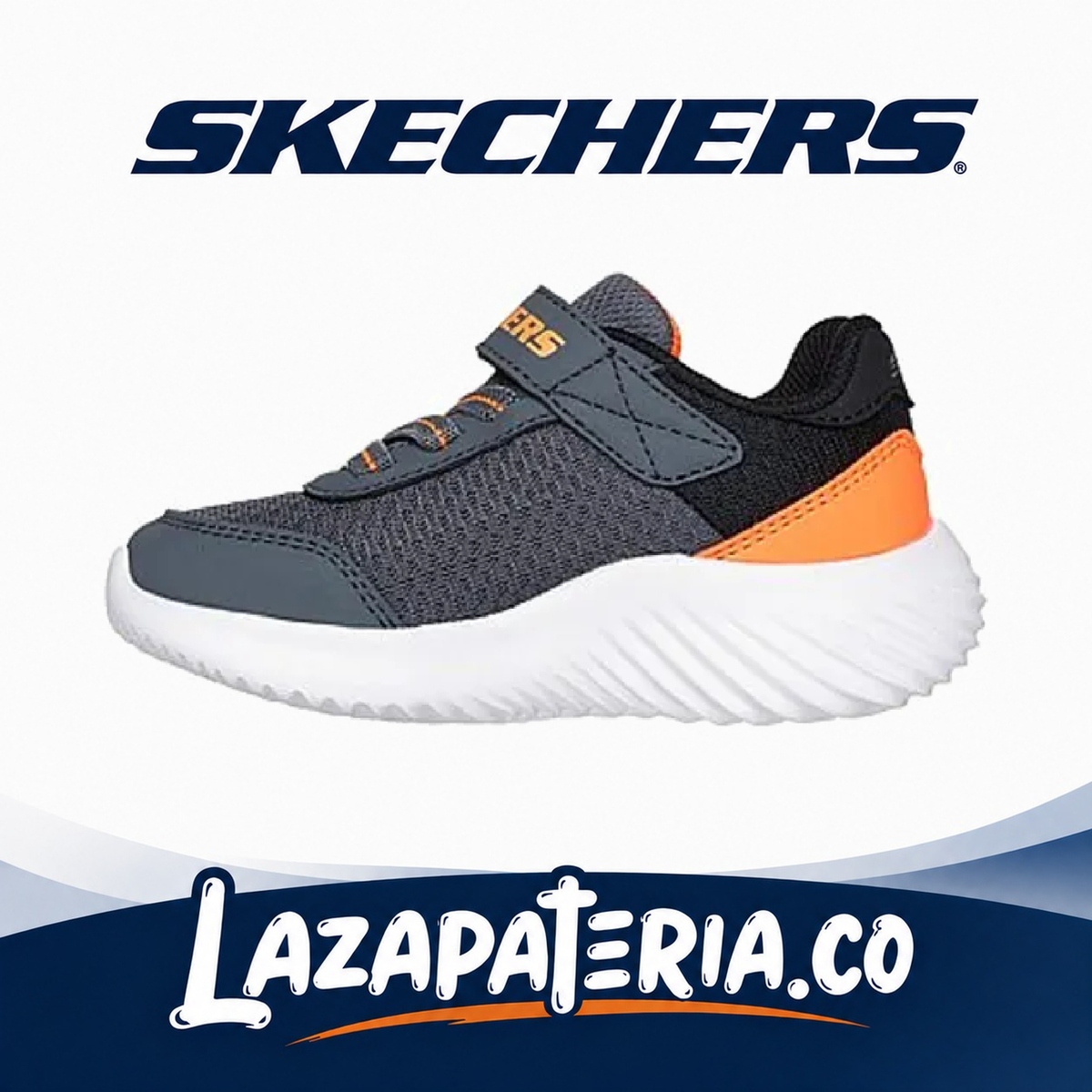 Tenis Skechers Bounder Gris Carbón para bebé, vista 3