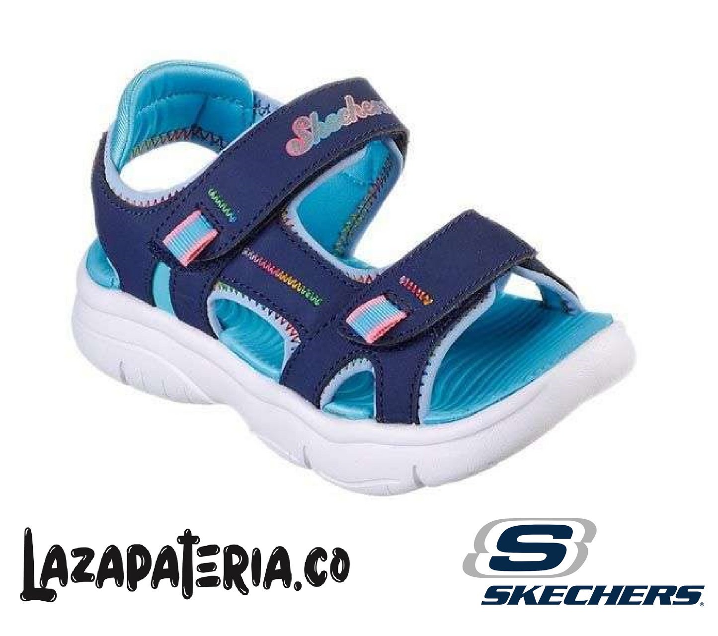 Sandalias Skechers Flex Splash Azul Navy para niña