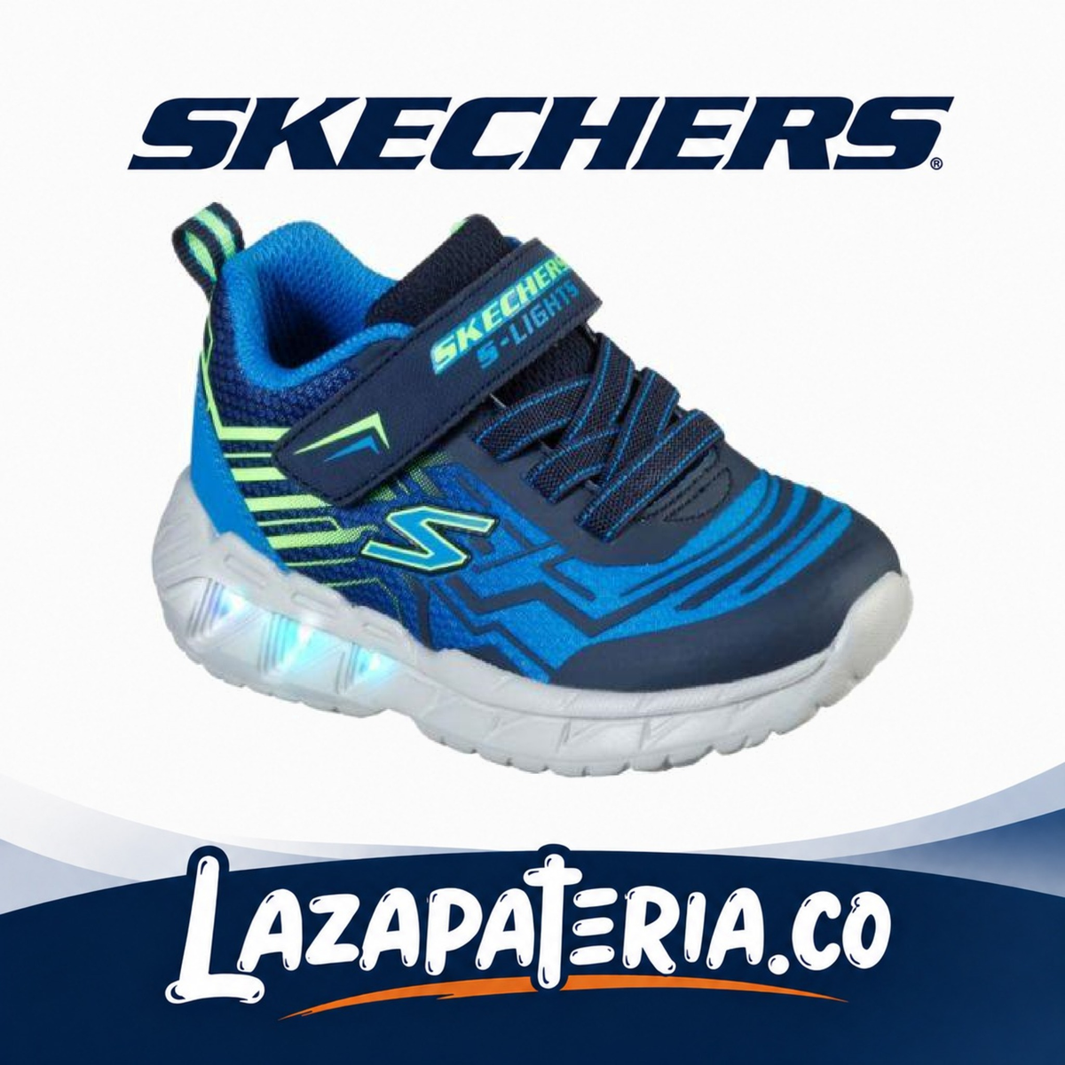 Tenis Skechers S-Lights Azul Navy para bebé